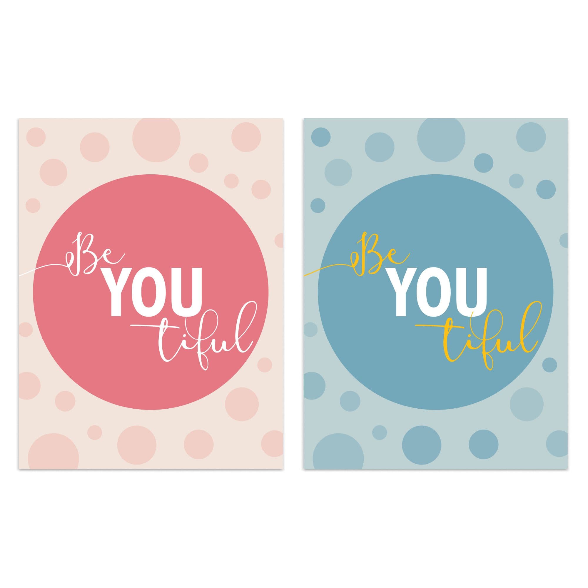 Wall Art Print Modern Be You Tiful Beautiful Set 2 s Living Room Aesthetic Typography A4