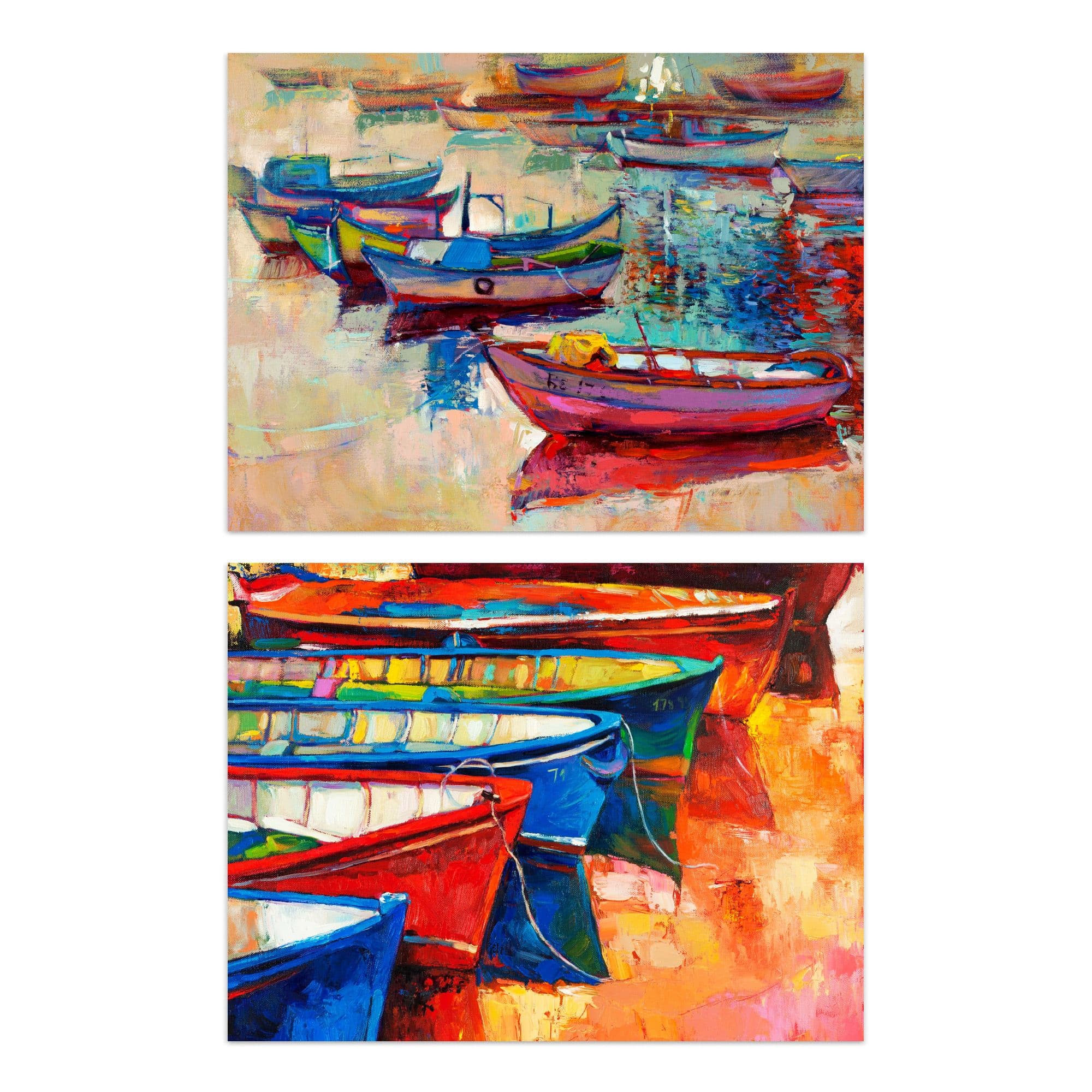 Wall Art Print Vietnam Fisherman Rowing Boats Set 2 s Kitchen Bathroom Aesthetic Oil Paintings A4