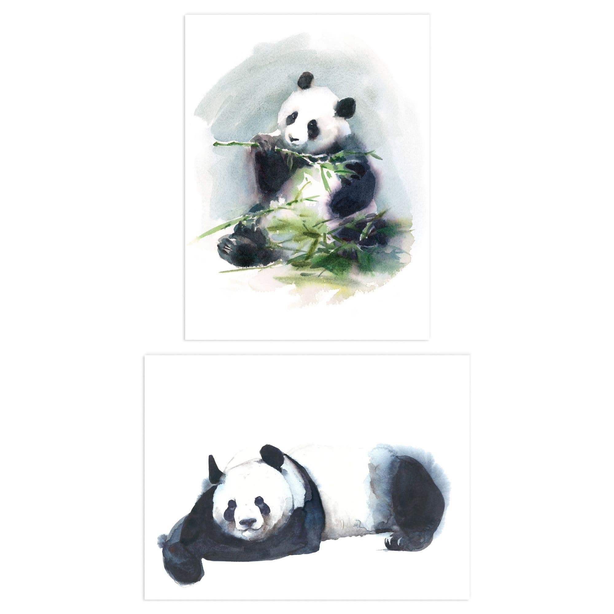 Wall Art Print Giant Panda Bamboo Set 2 s Bathroom Bedroom Aesthetic Watercolour A4