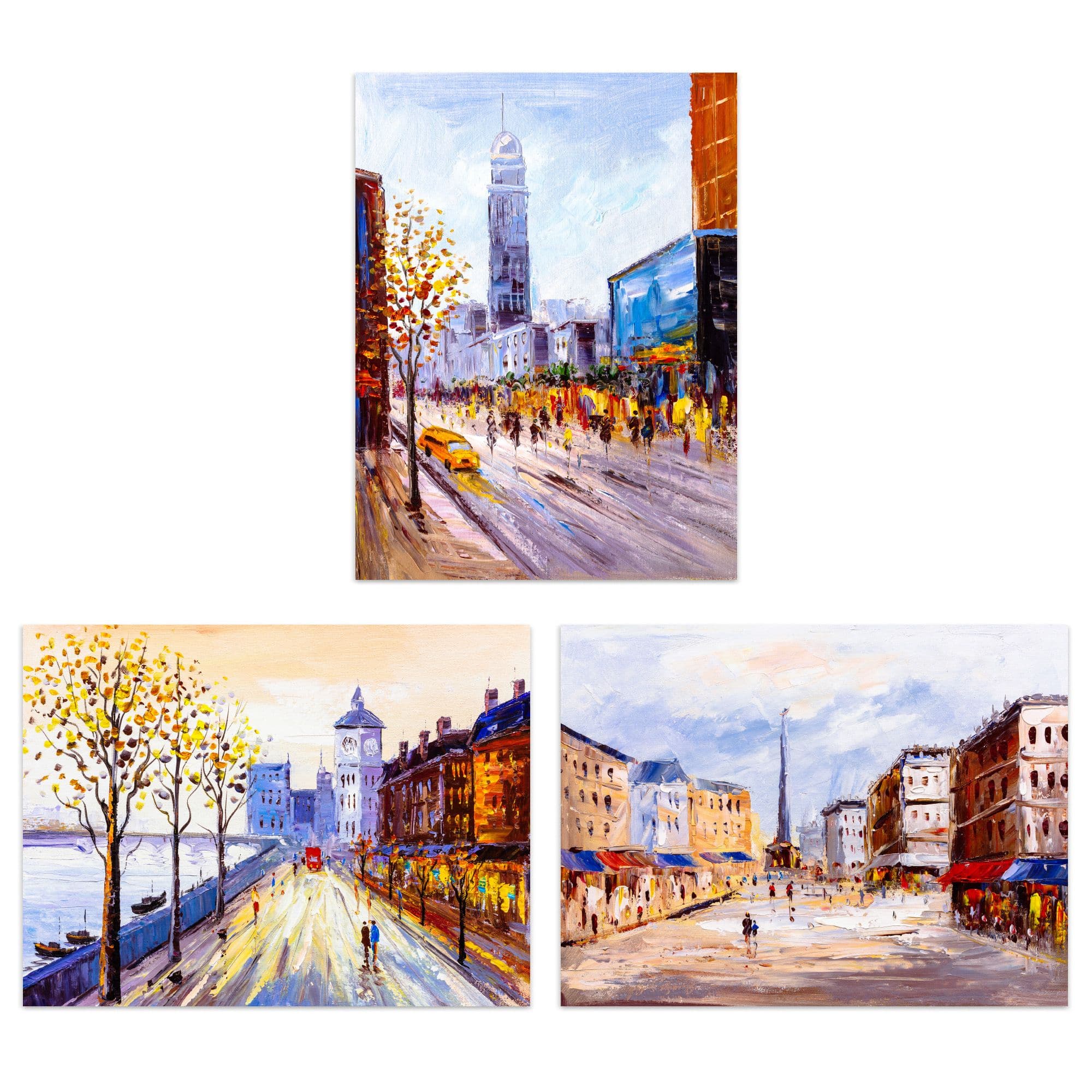 Wall Art Print York London Paris Cityscapes Set 3 s Living Room Aesthetic Modern Oil Painting A4