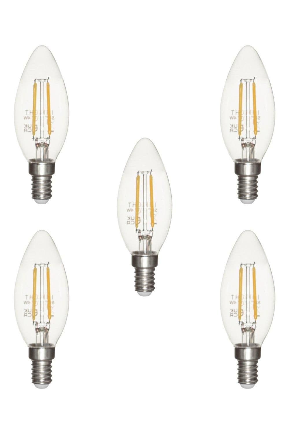 Pack 5 4W 5 E14 Small Edison Screw Candle LED Bulb