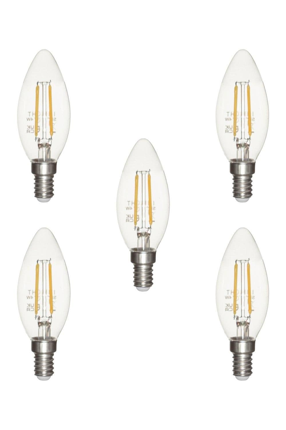 Pack 5 4W 5 E14 Small Edison Screw Candle LED Bulb