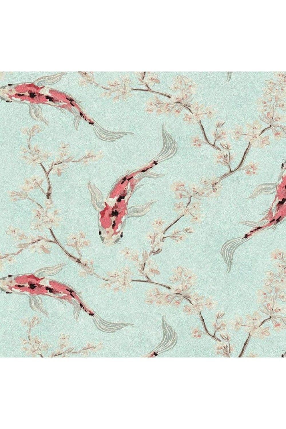 Asian Fusion Koi Textured Wallpaper
