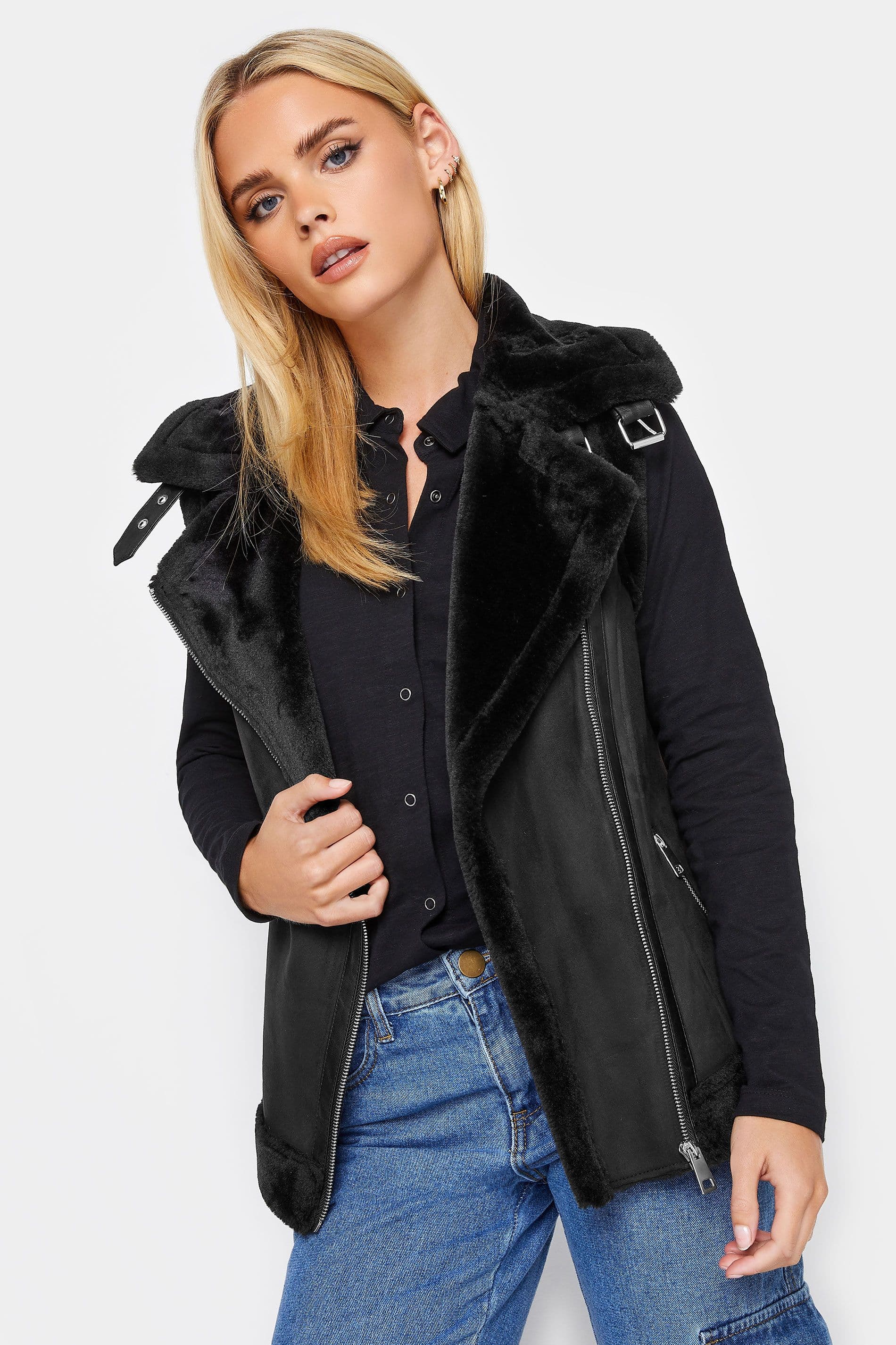 PixieGirl Women's Petite Aviator Jacket in Black | Size: 10
