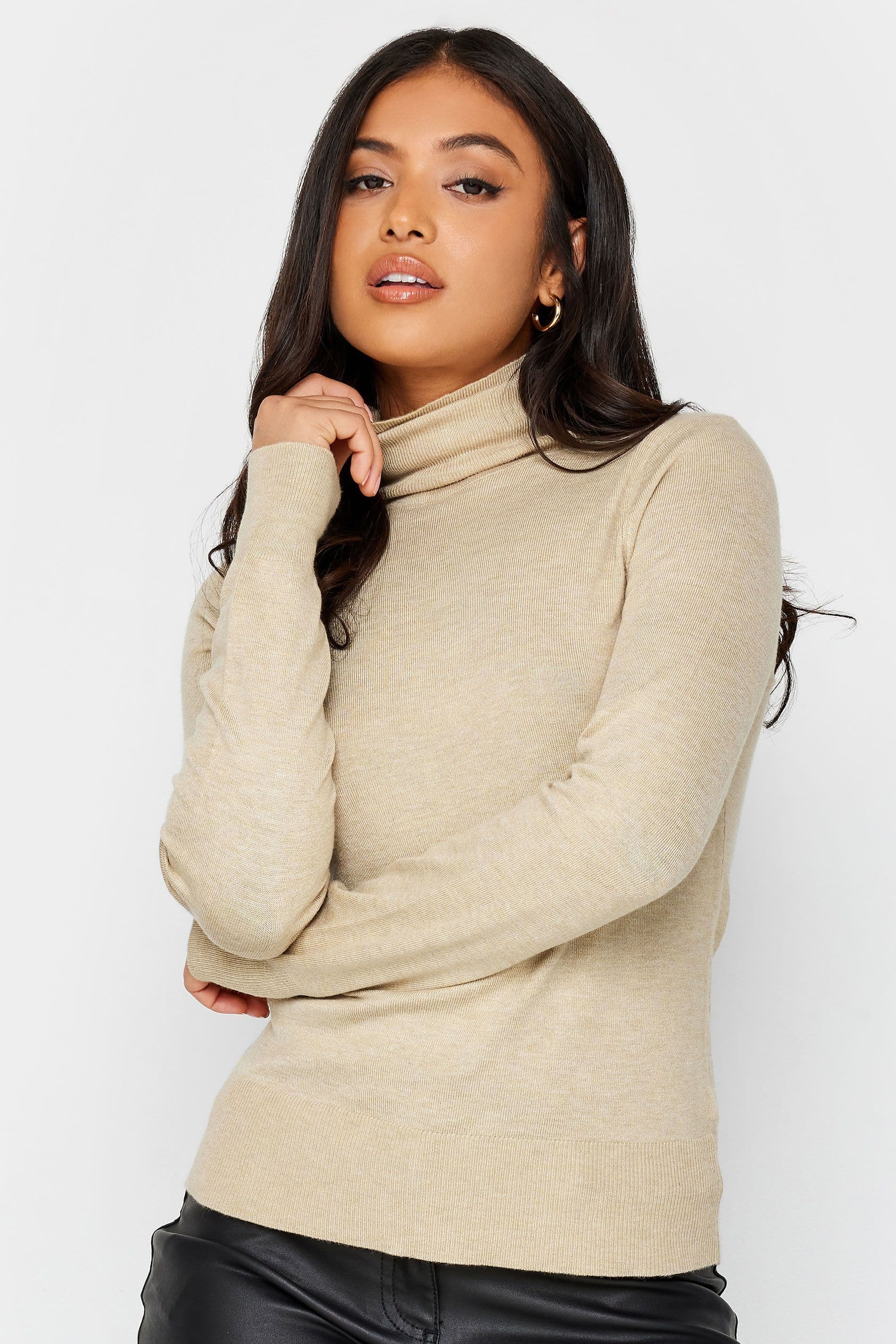 Petite Long Sleeve Turtle Neck Top