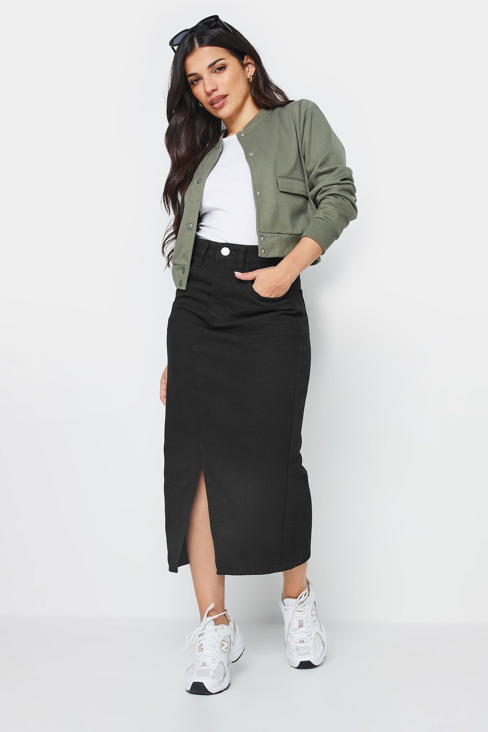 Petite Denim Midi Skirt
