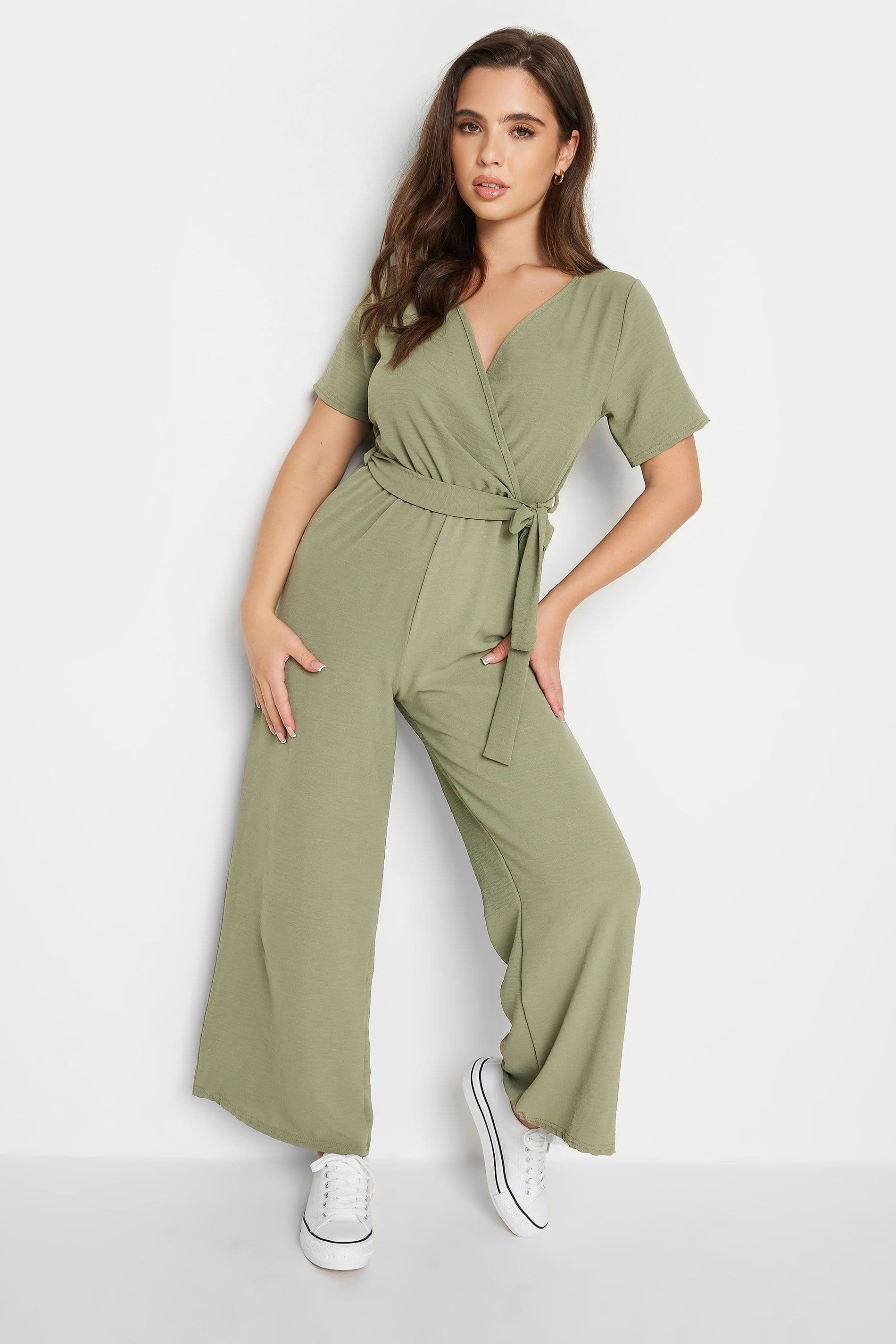Petite V-Neck Wrap Jumpsuit