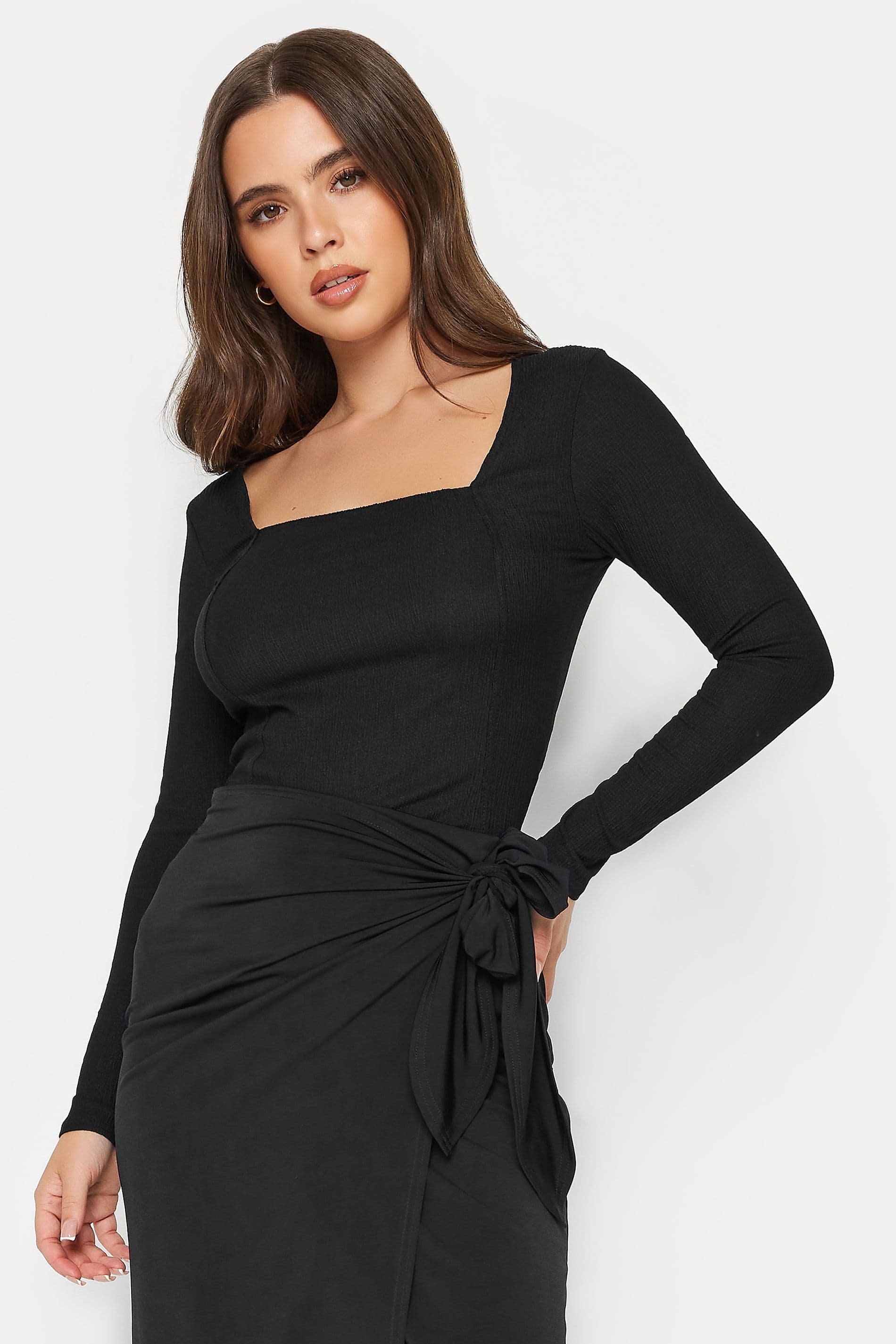 Petite Square Neck Long Sleeve Top