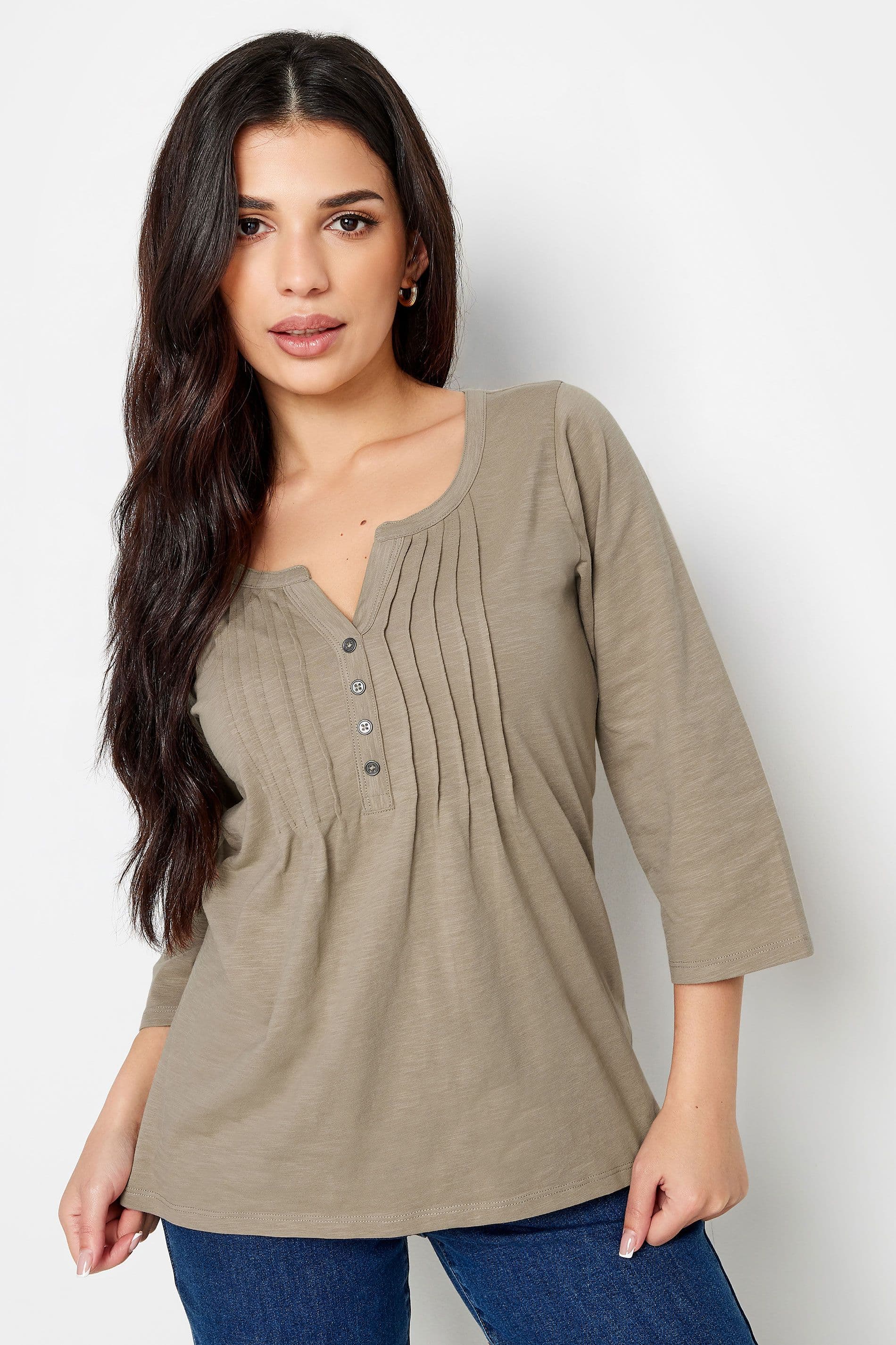 Petite Cotton Henley Top