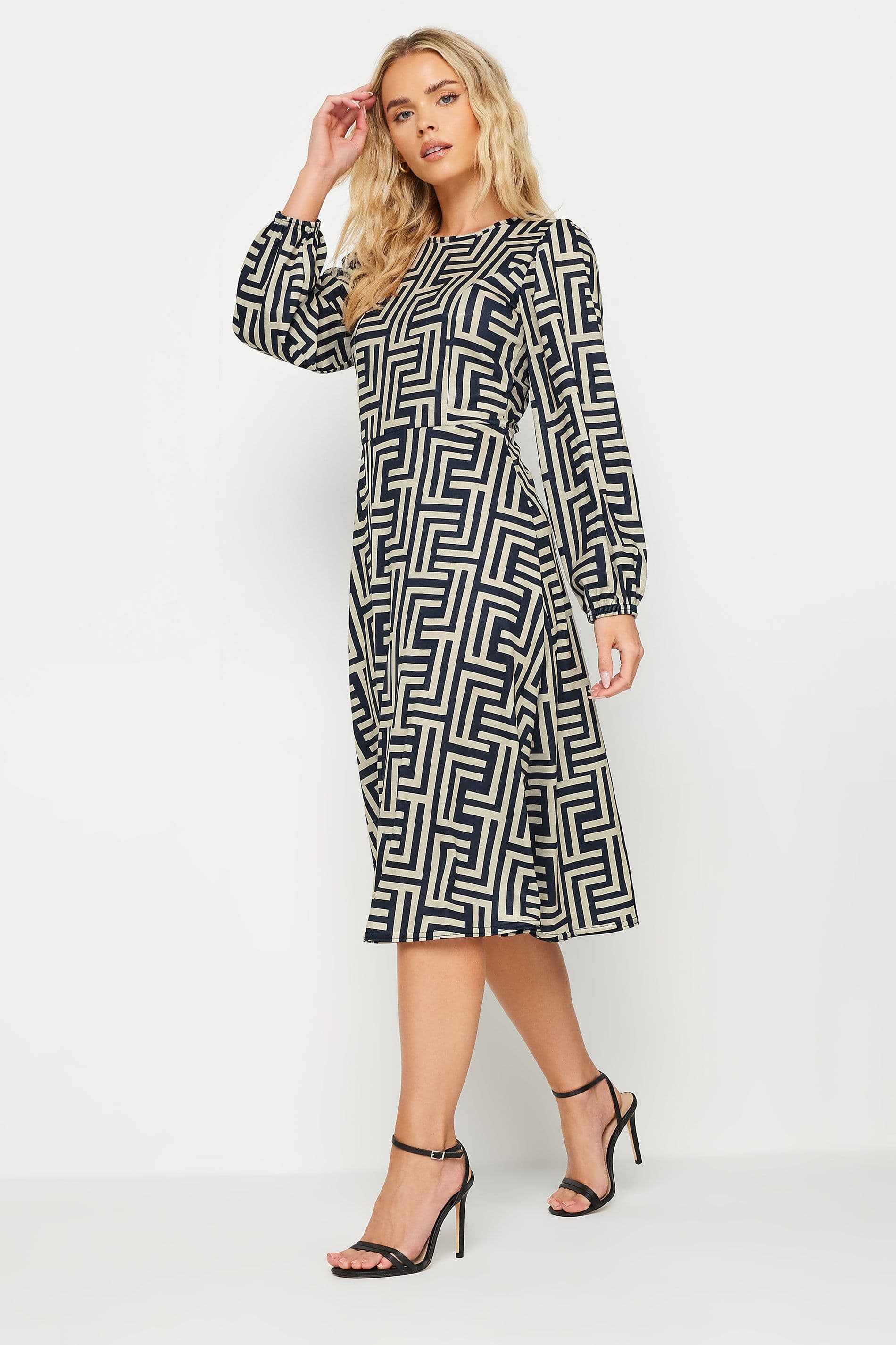 Petite Geometric Print Midi Dress