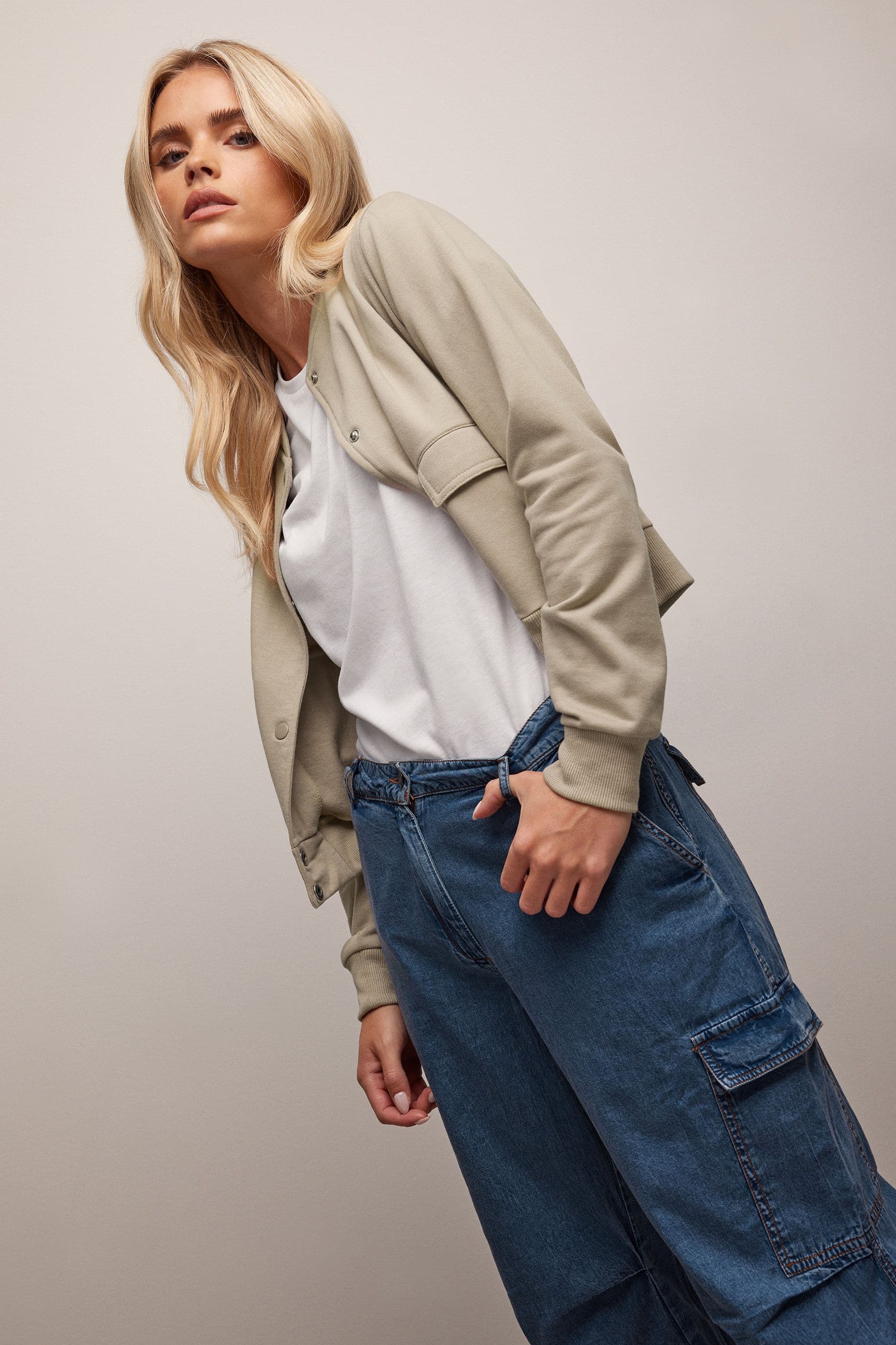 Petite Jersey Bomber Jacket
