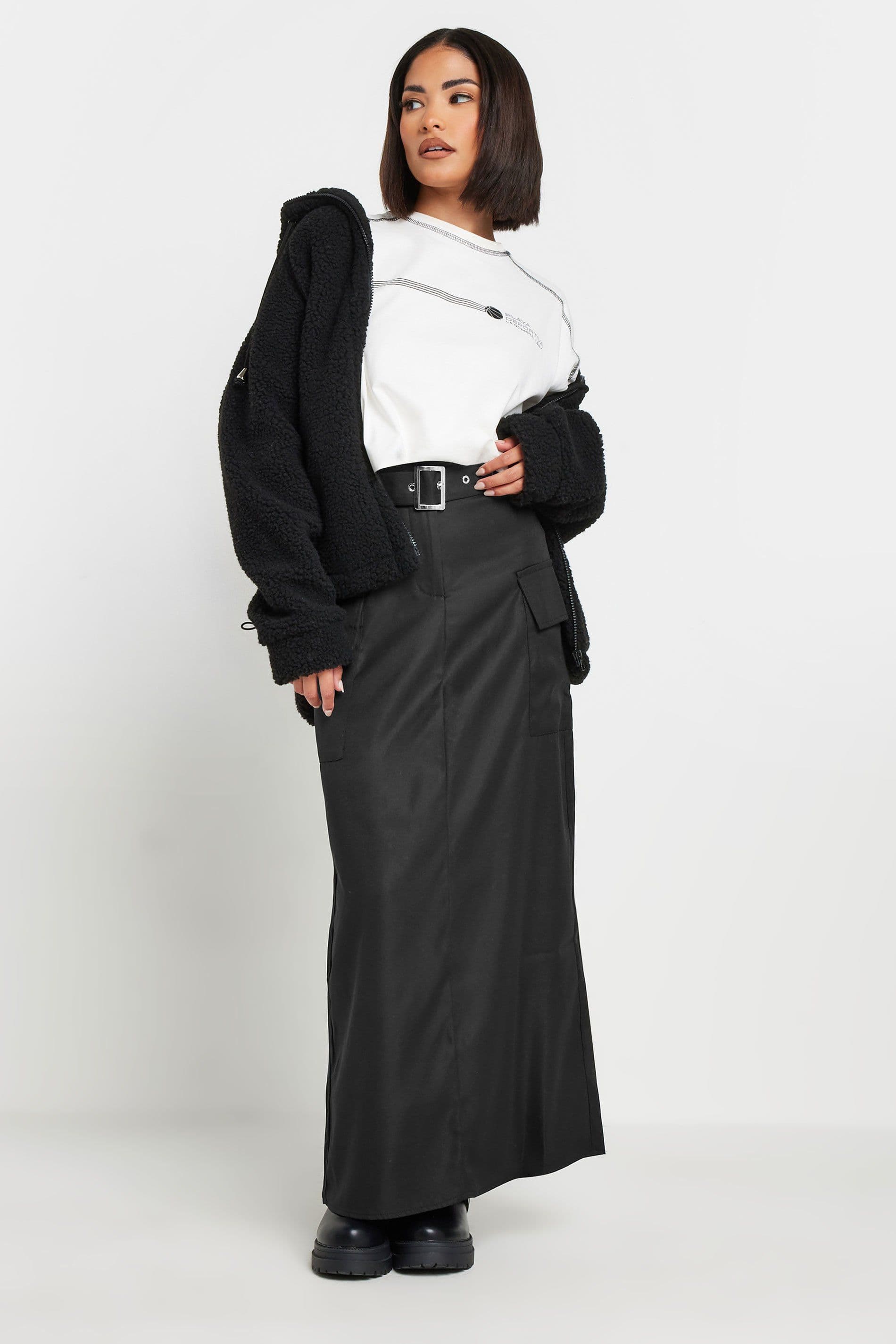 Petite Belted Utility Maxi Skirt