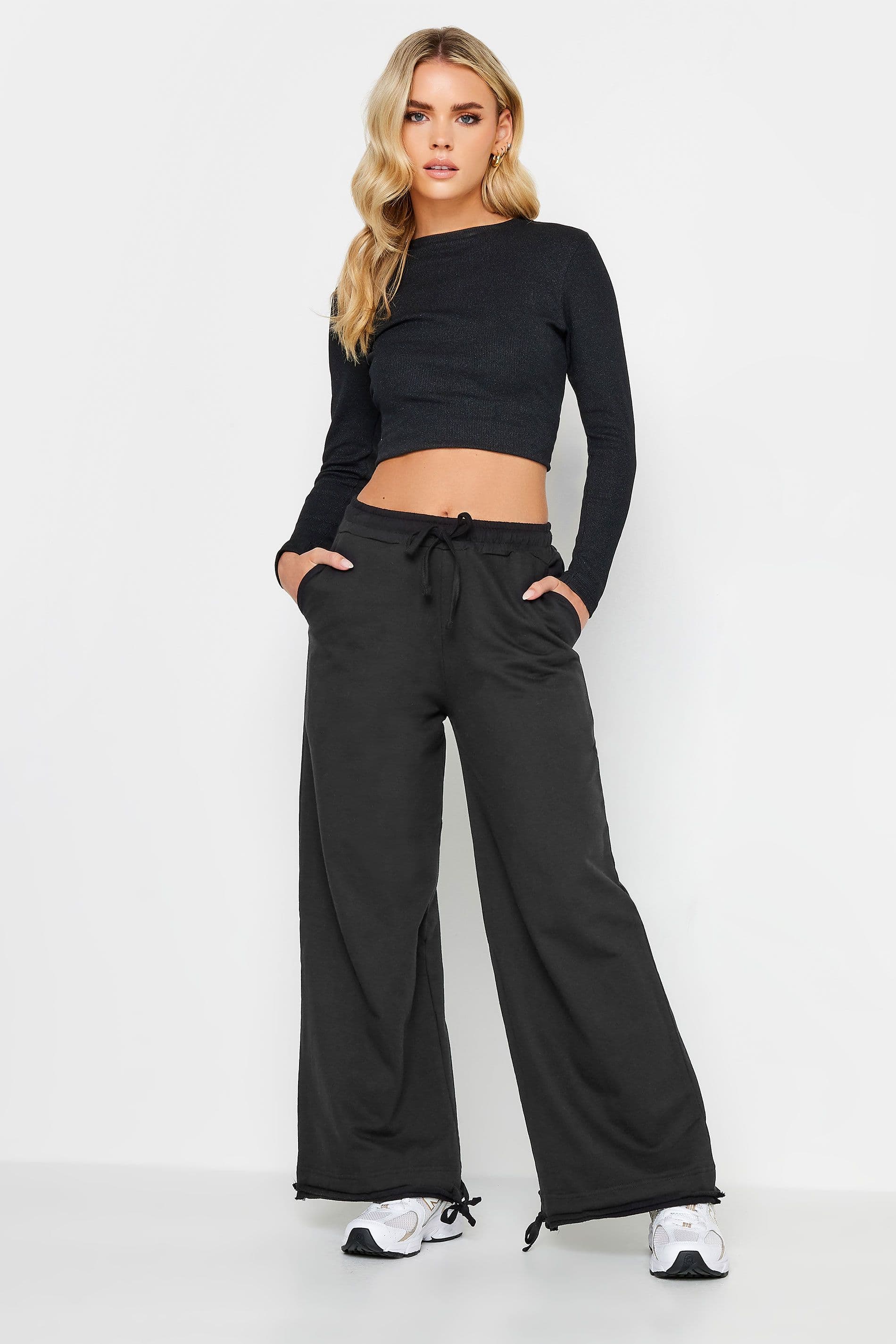 Petite Hem Detail Wide Leg Joggers