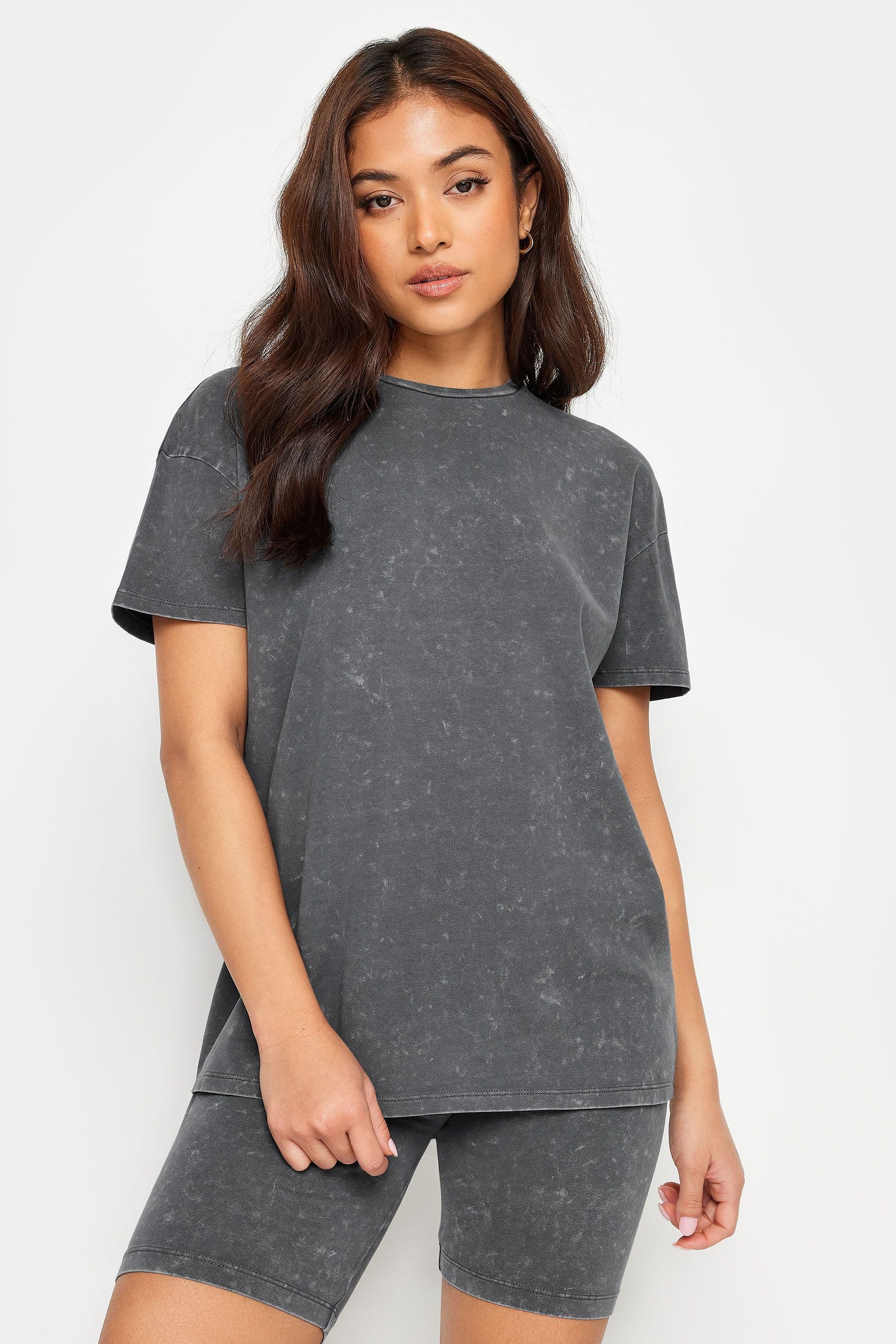 PixieGirl Women's Petite Acid Wash T-Shirt in Grey | Size: 8