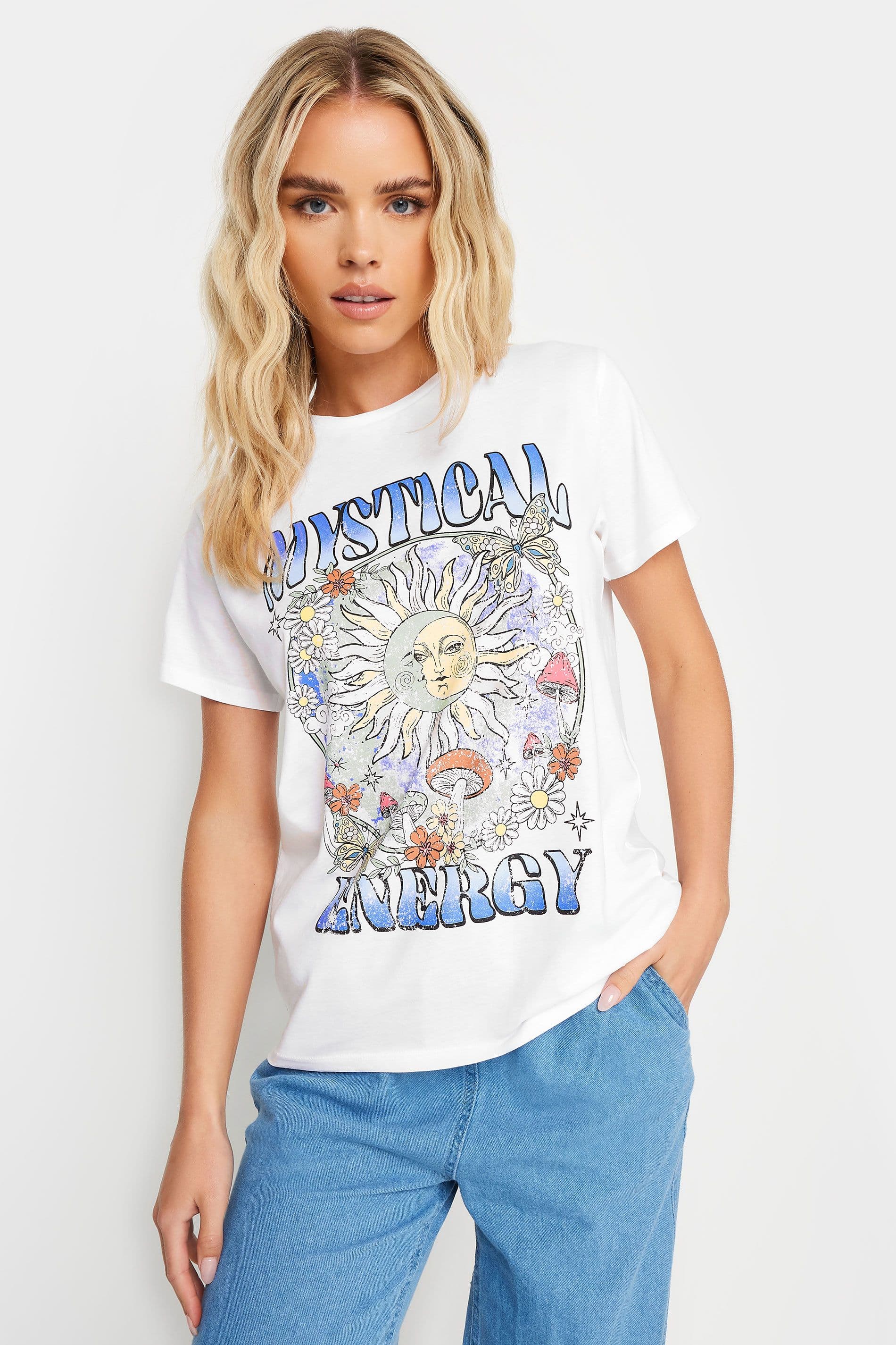Petite 'Mystic Energy' Slogan T-Shirt