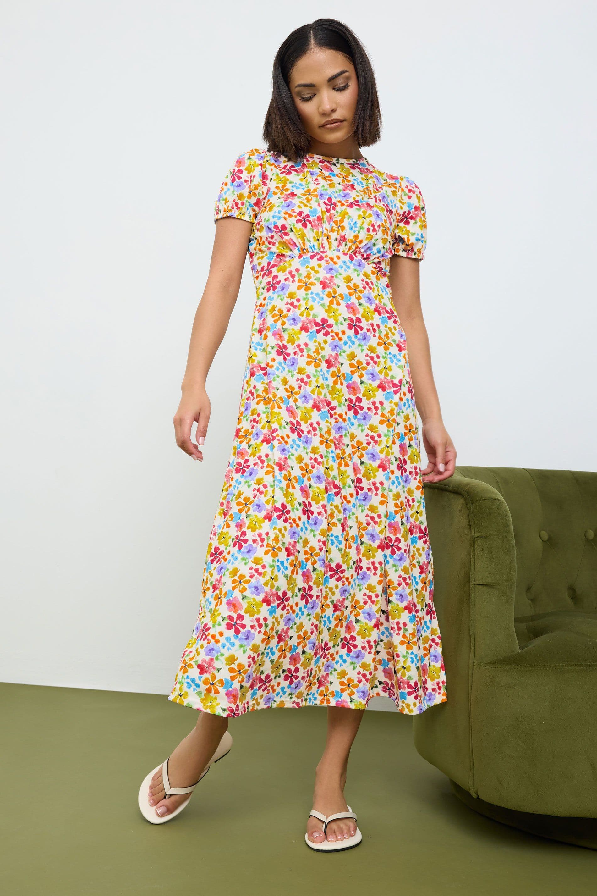 Petite Printed Midi Dress