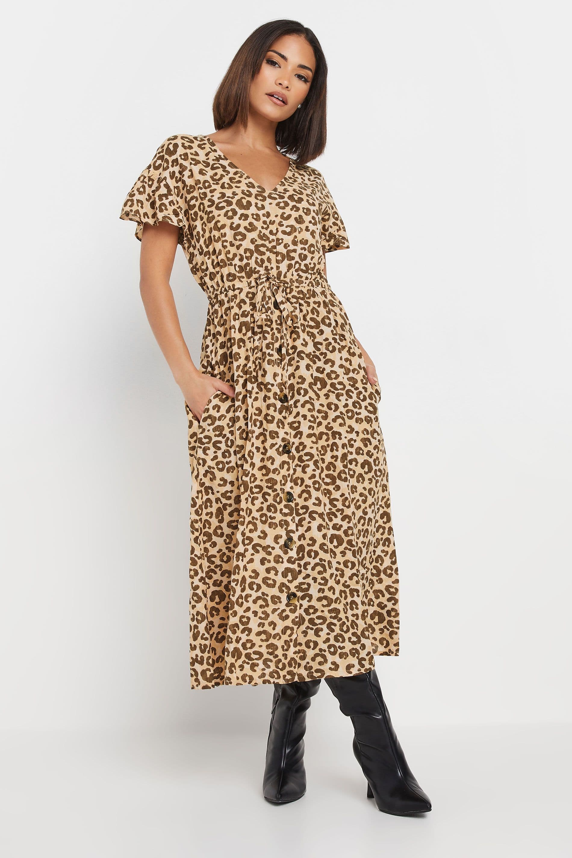 Petite Leopard Print Midi Dress