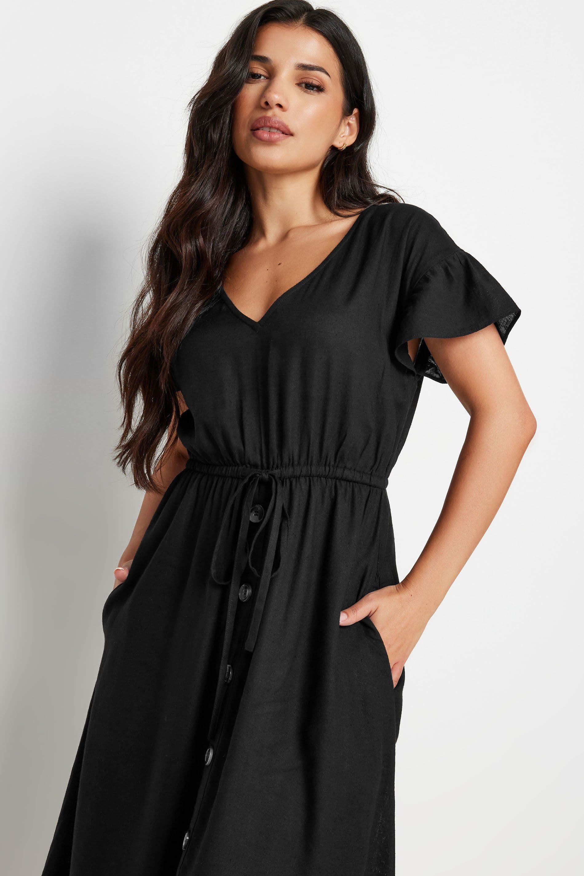 Petite Button Through Midi Dress