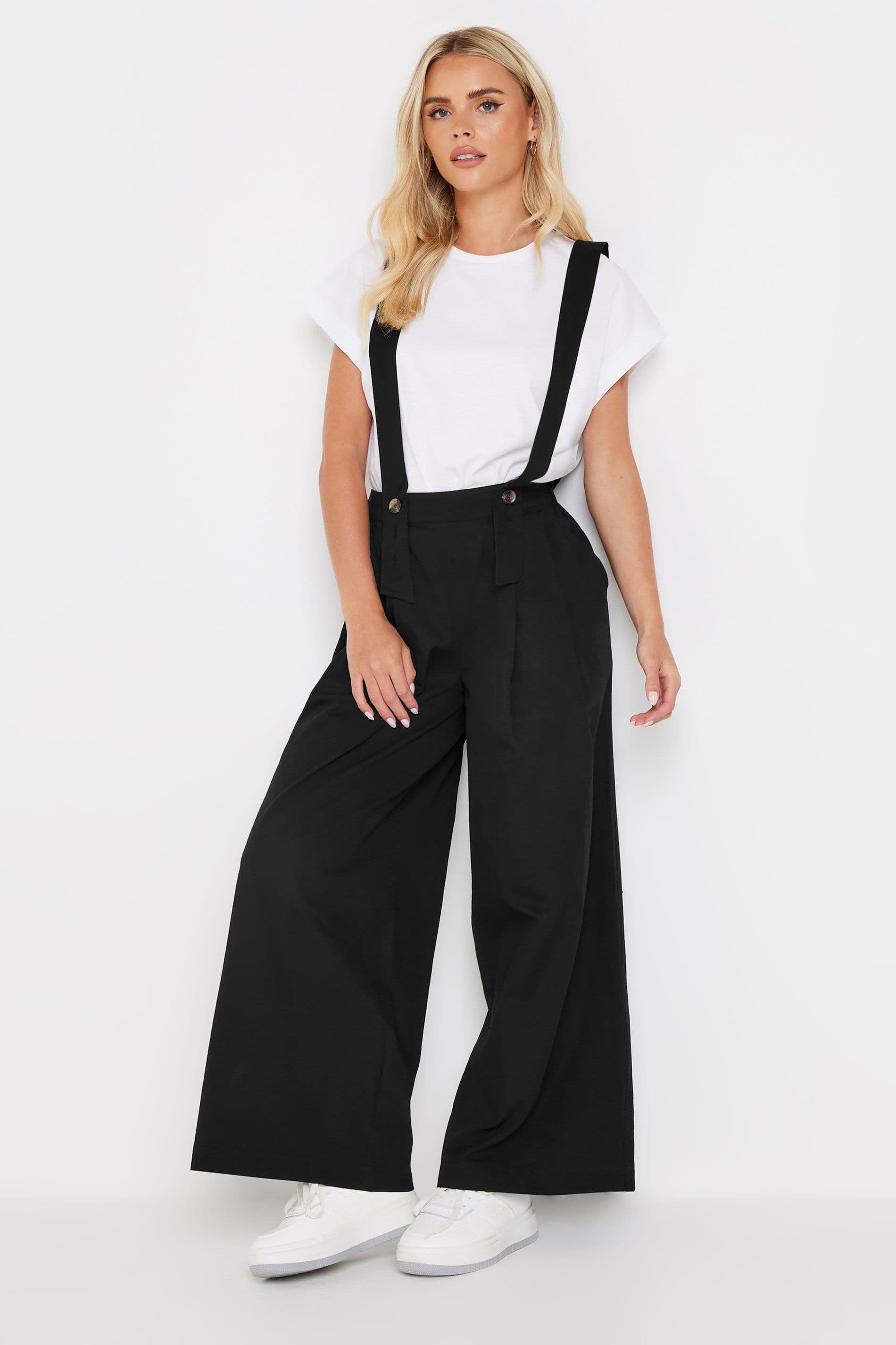 PixieGirl Women's Petite Brace Trousers in Black | Size: 16