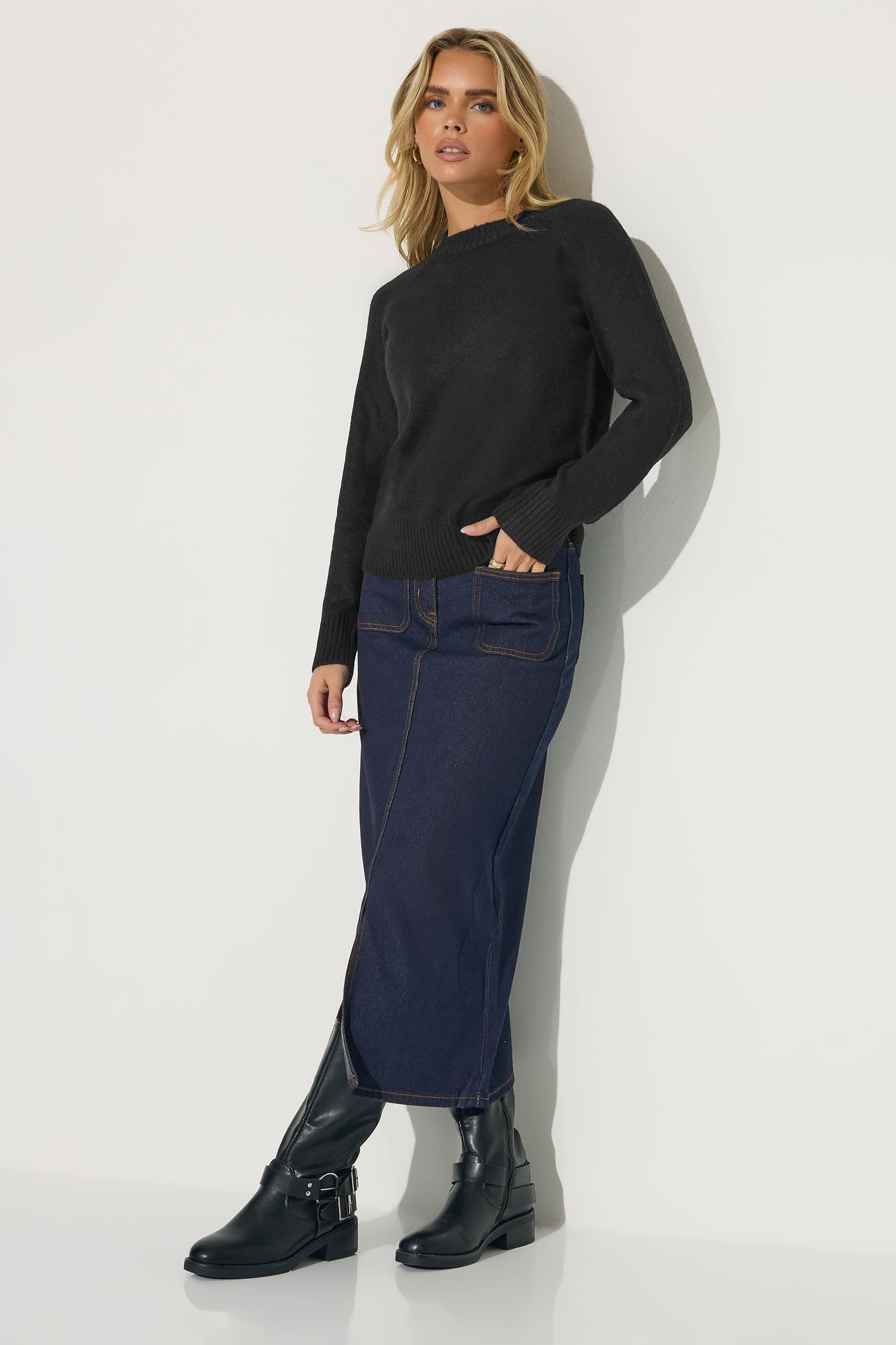 Petite Pocket Patch Denim Skirt