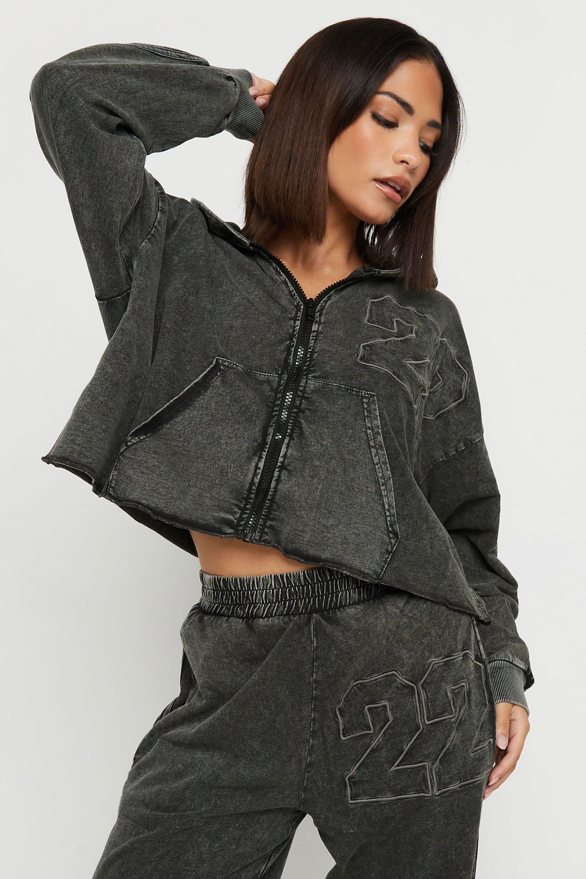 Petite Acid Wash Hoodie