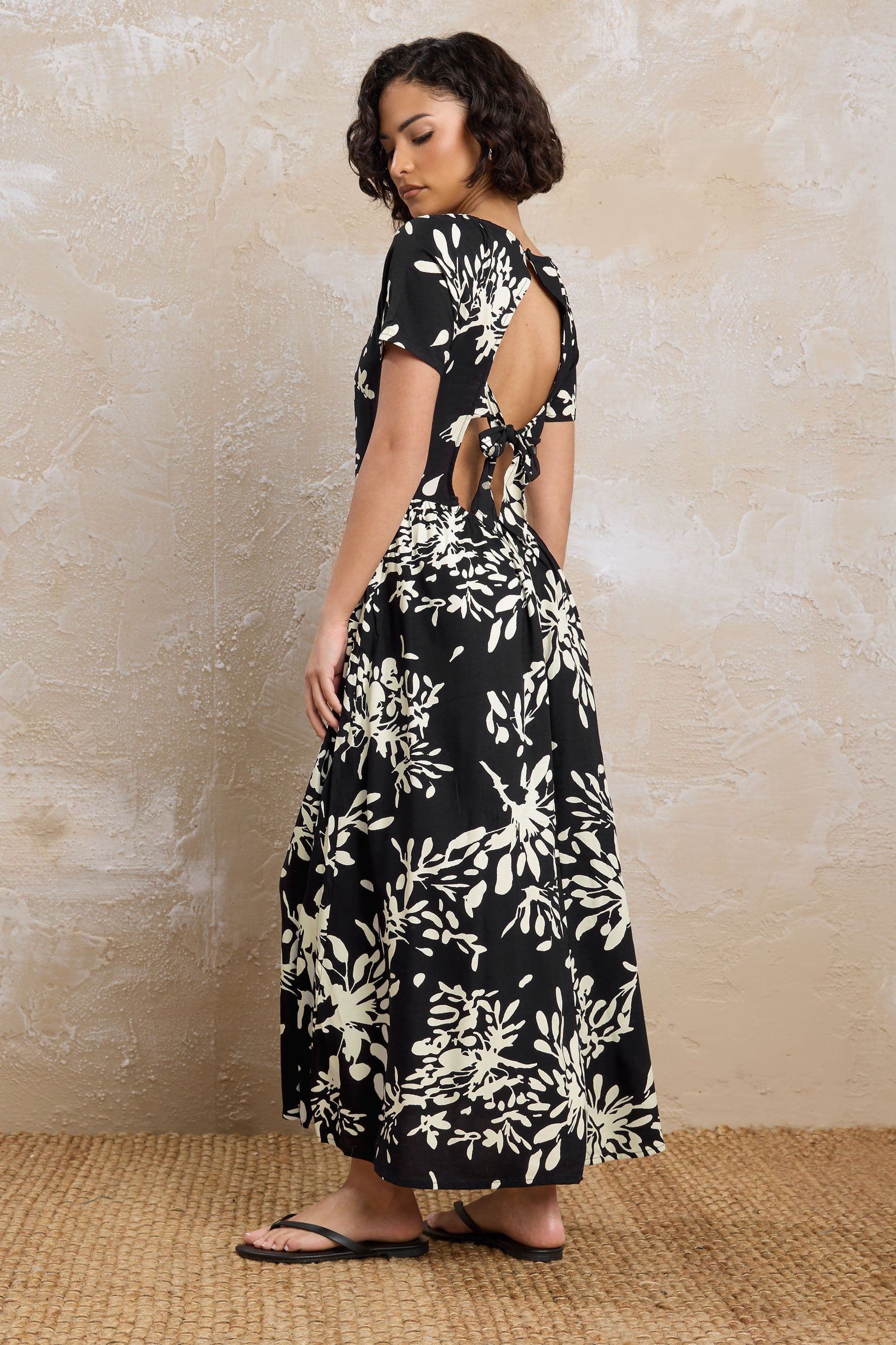 Petite Floral Tie Back Dress