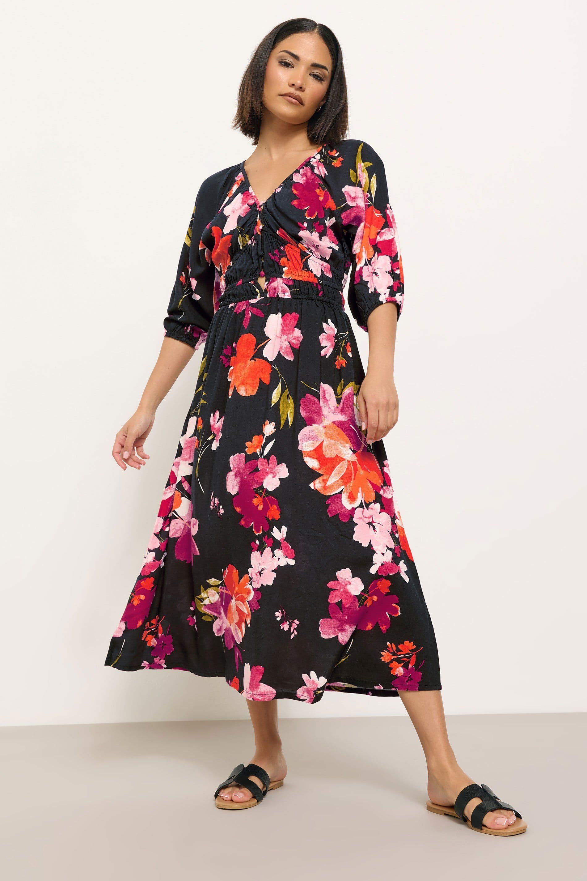 Petite Floral Print Tea Dress