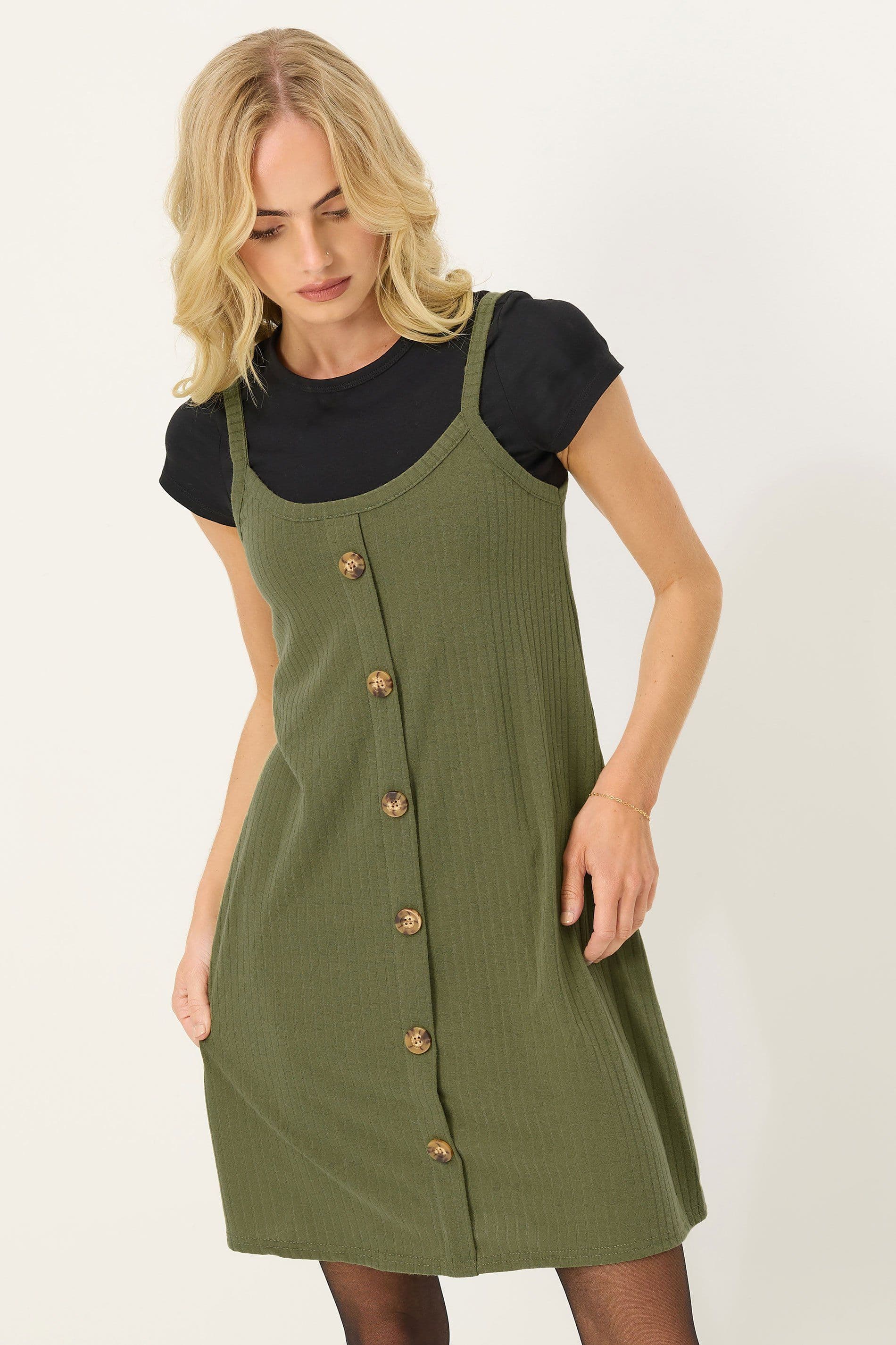 PixieGirl Women's Petite Button Front Sleeveless Dress in Green | Size: 12