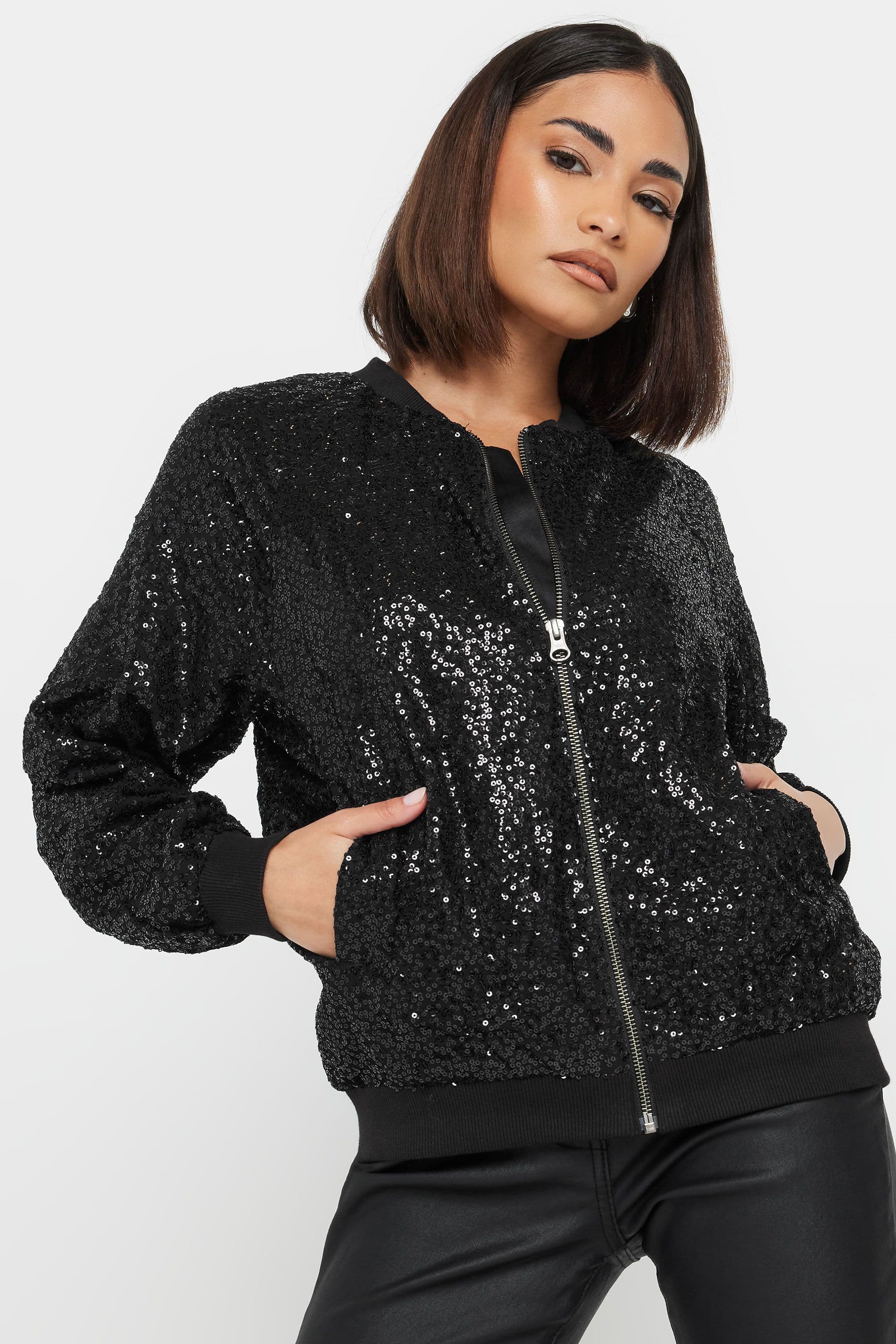 Petite Sequin Bomber