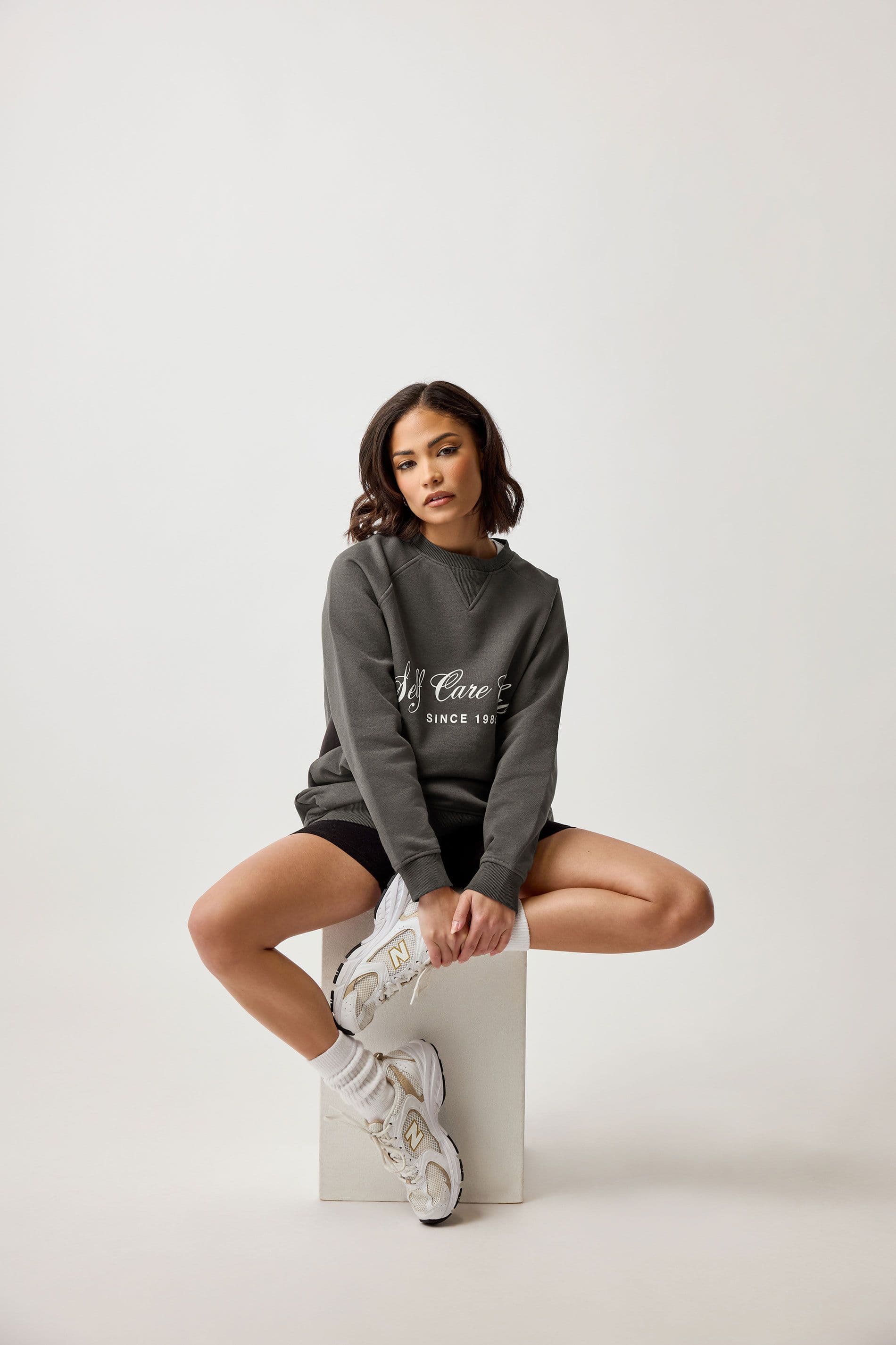 PixieGirl Women's Petite Sweatshirt Dress in Grey | Size: 10