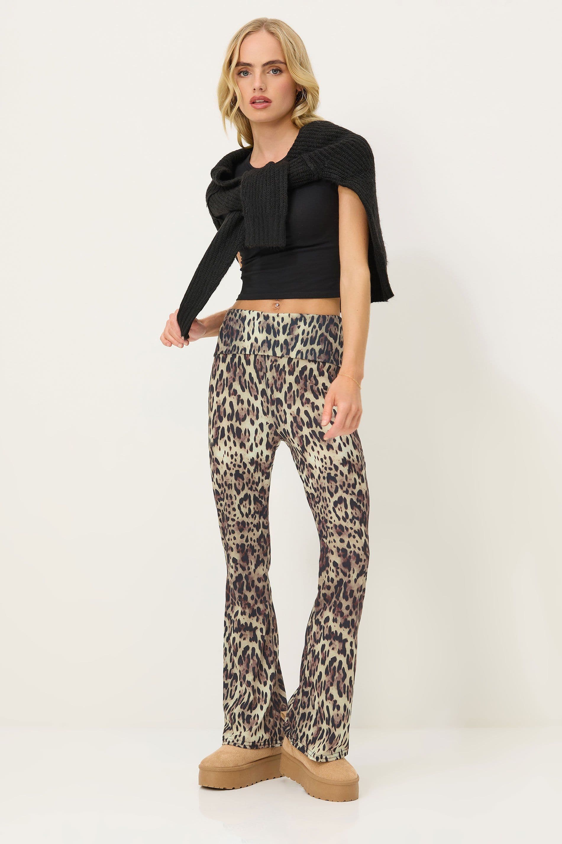 PixieGirl Women's Petite Leopard Leggings in Brown | Size: 8