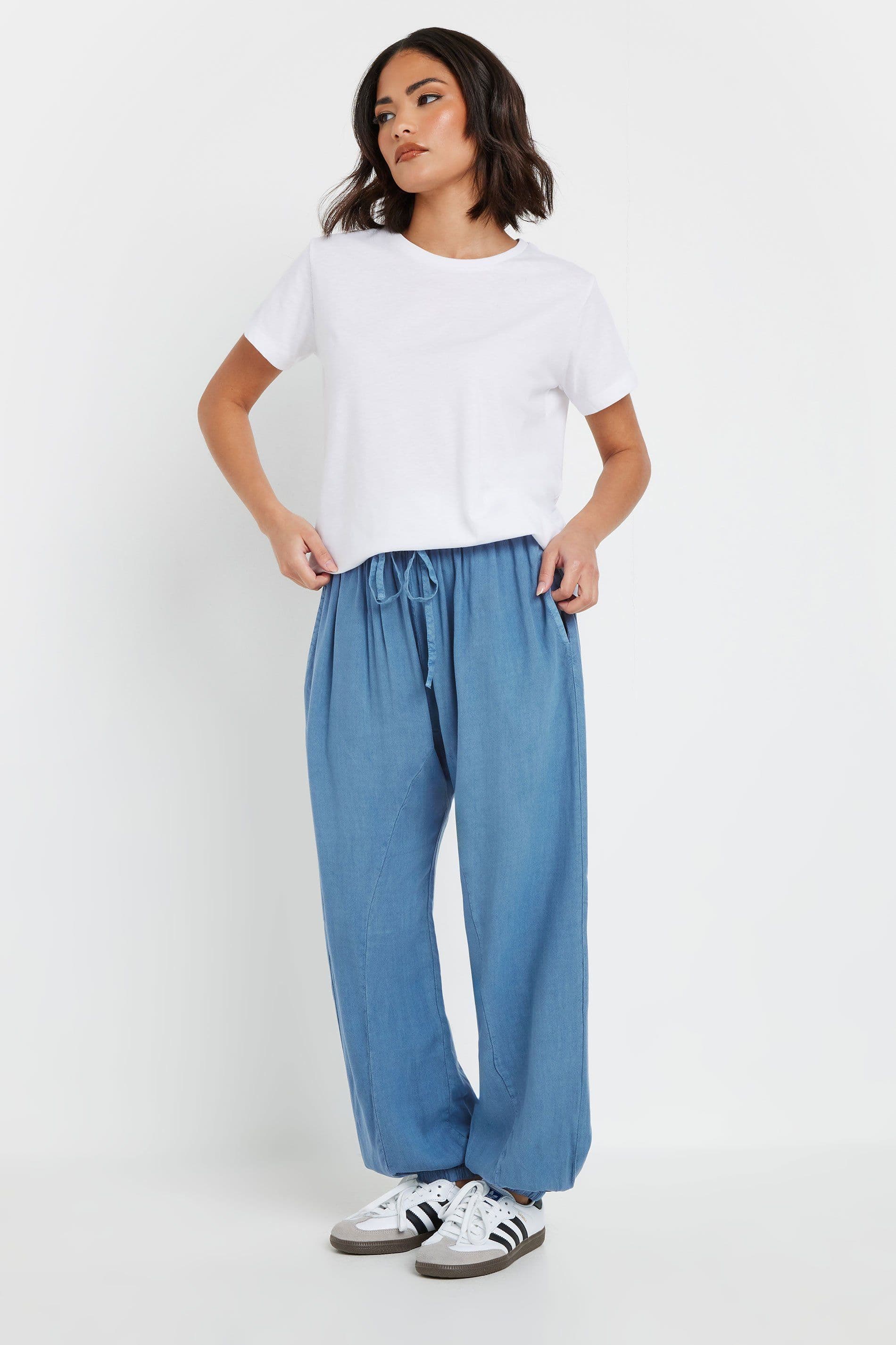 PixieGirl Women's Petite Cuffed Trousers in Blue | Size: 8