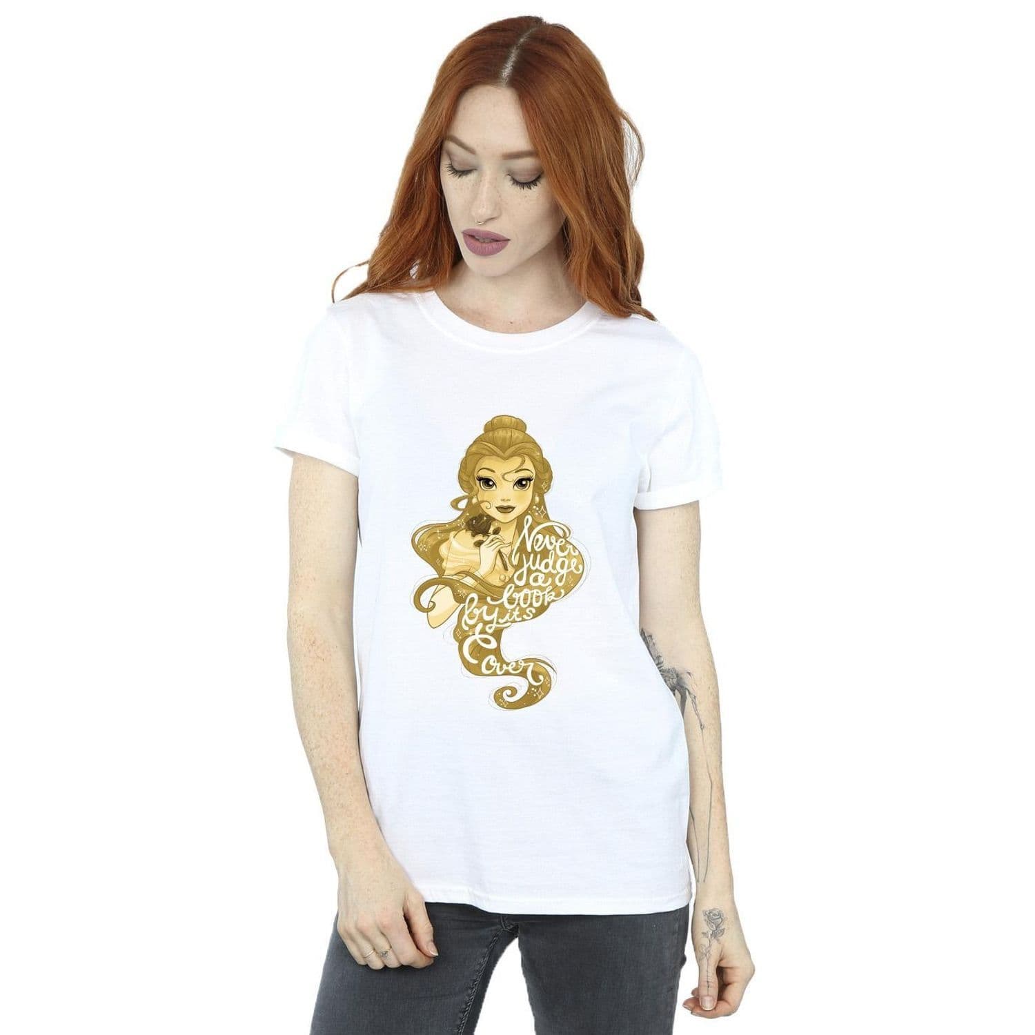 Beauty & Beast Never Judge Cotton Boyfriend T Shirt
