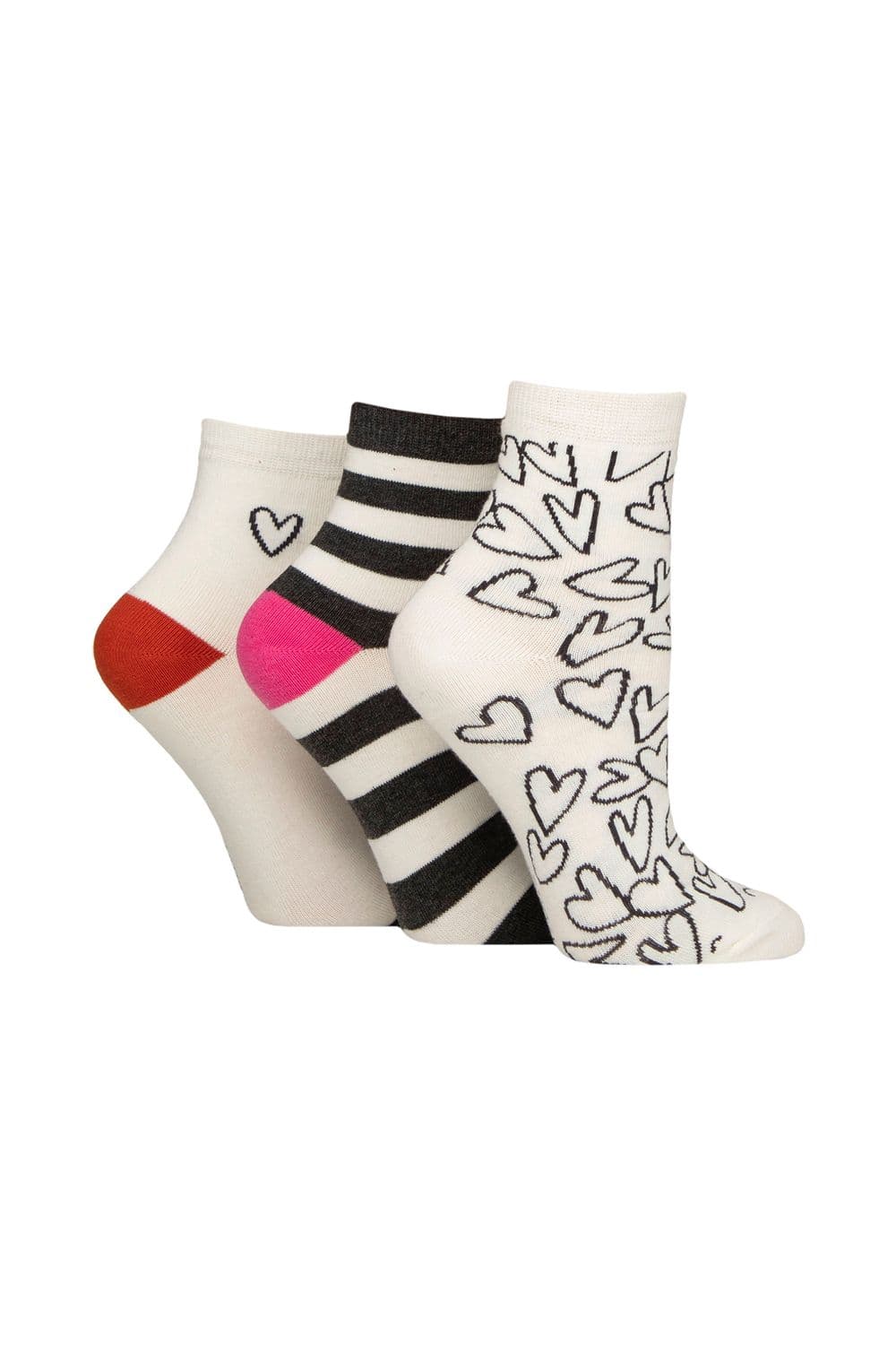 3 Pair Cotton Patterned Mid Length Crew Socks