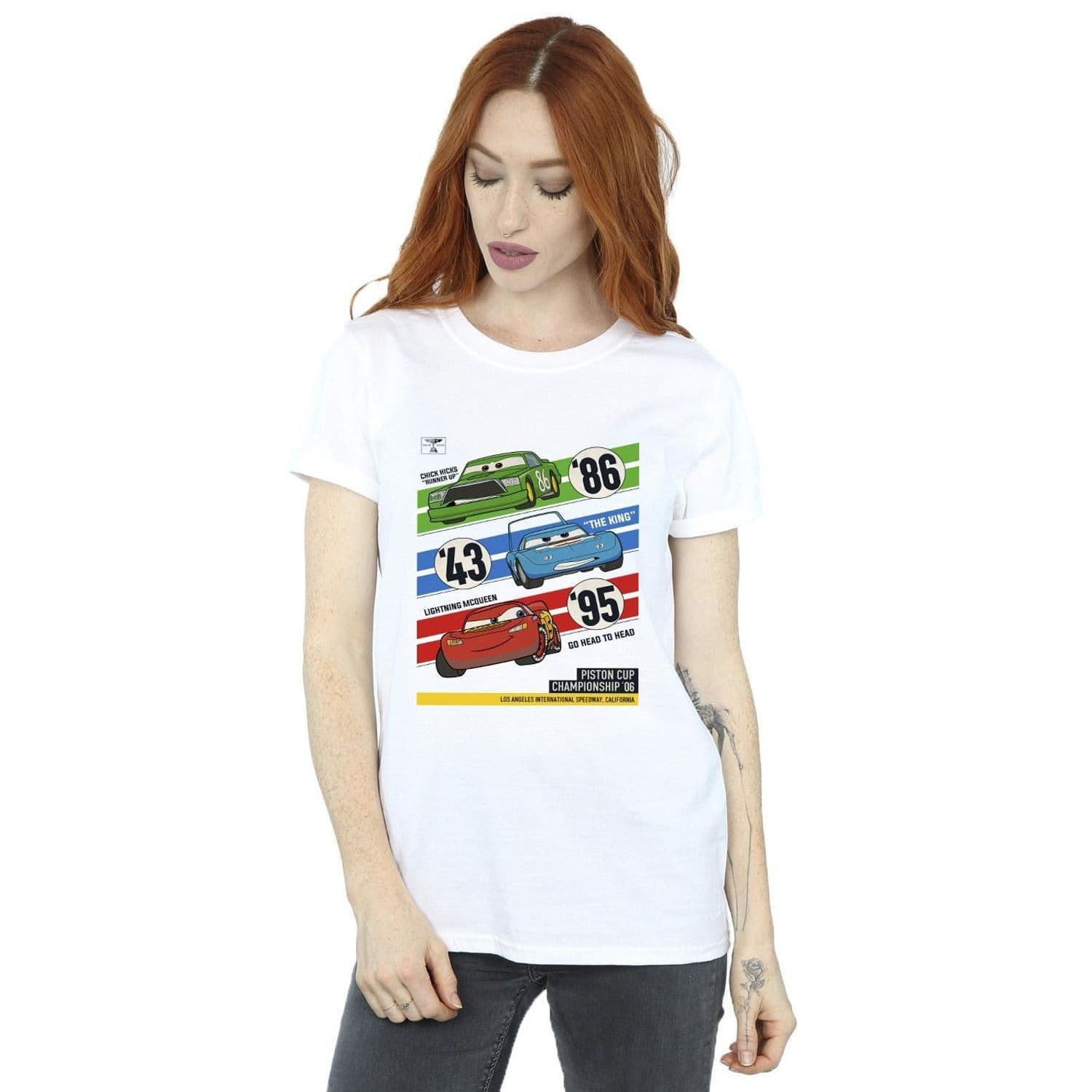 Cars Piston Cup Champions Cotton Boyfriend T Shirt