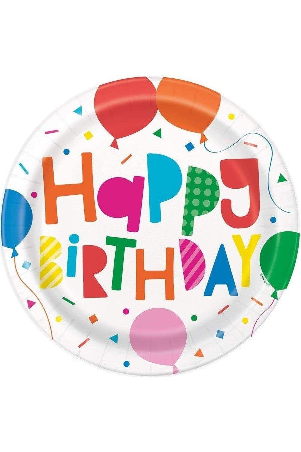 Balloons Happy Birthday Disposable Plates