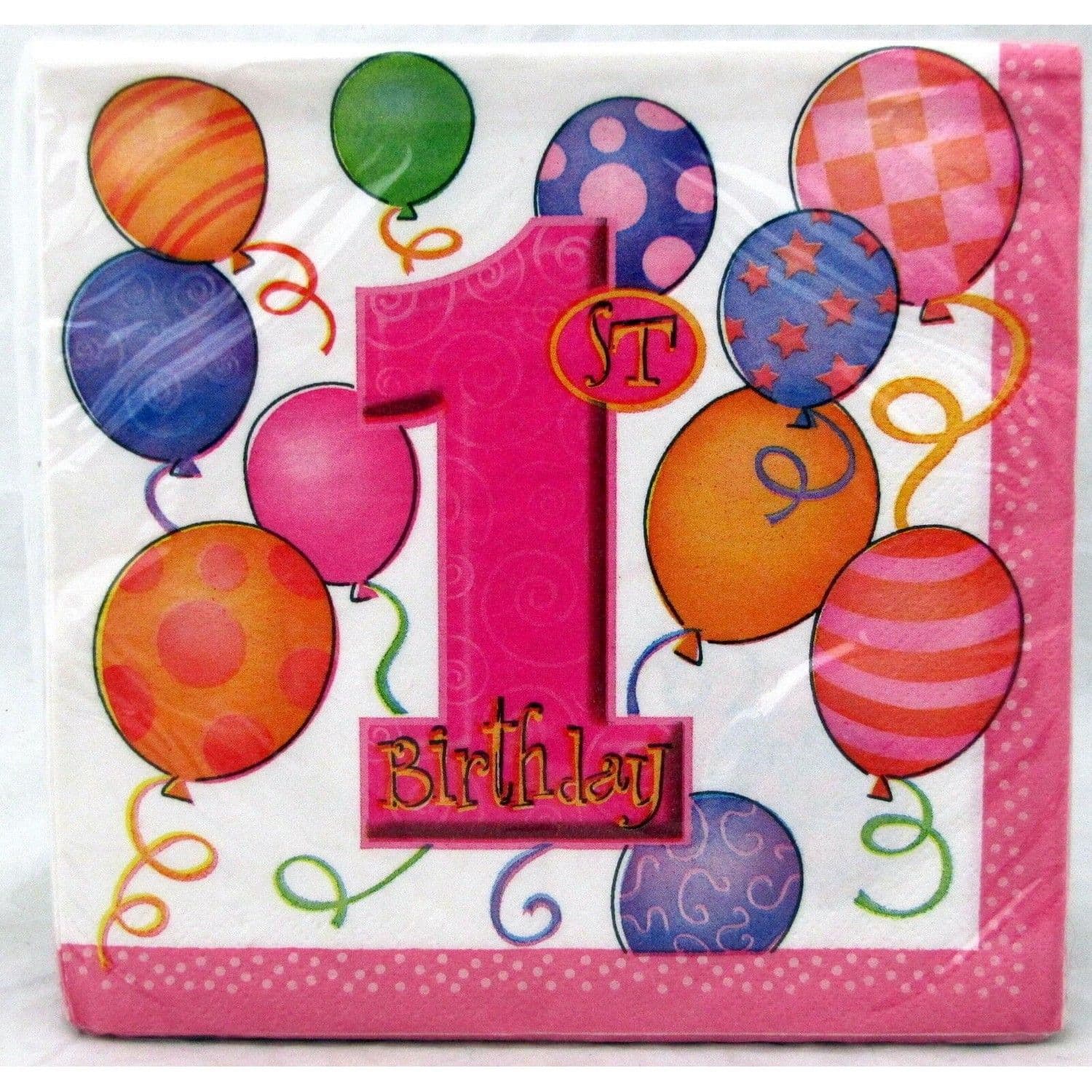 Paper Balloons 1st Birthday Disposable Napkins