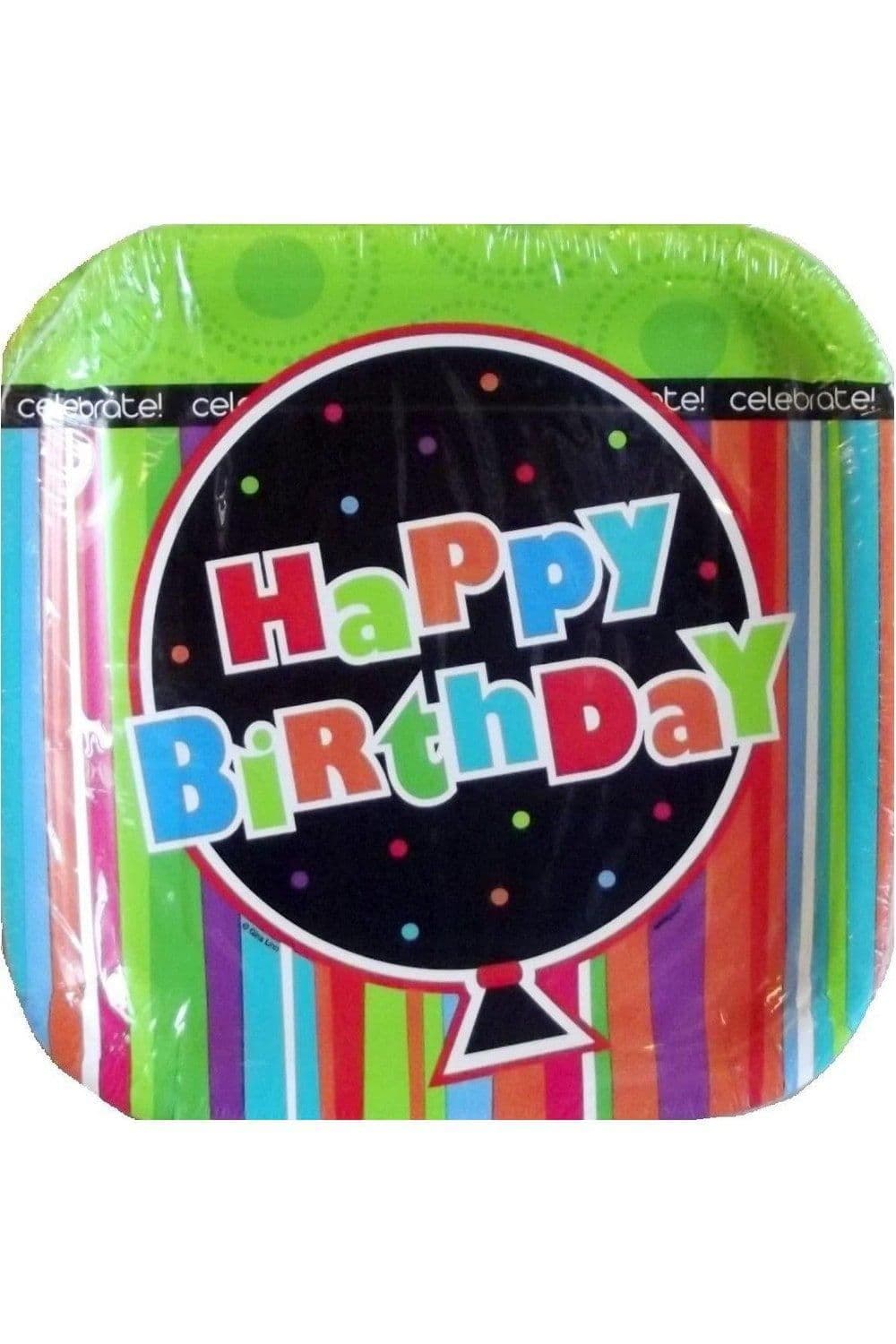 Paper Striped Birthday Disposable Plates