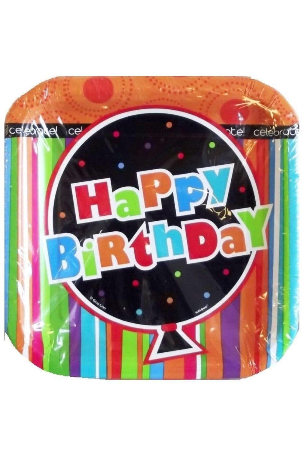 Paper Striped Birthday Disposable Plates