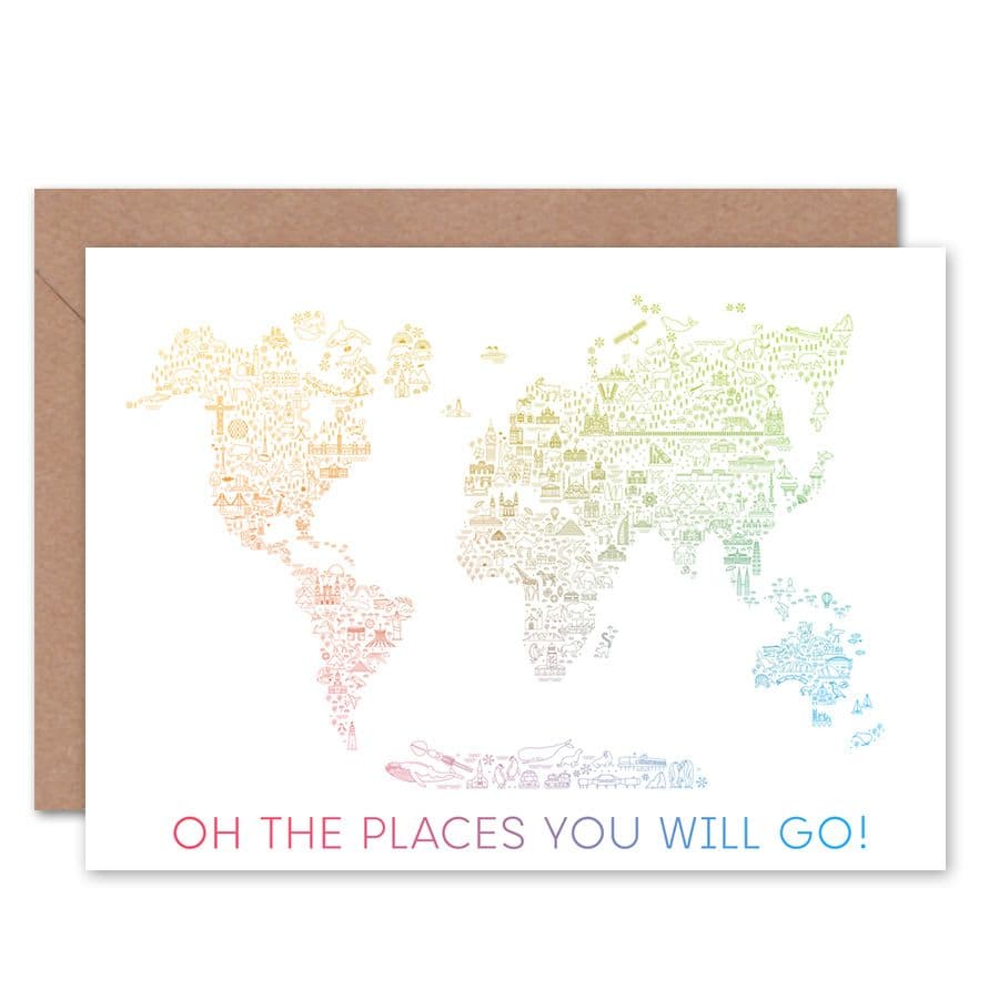 Oh The Places You Will Go! Bon Voyage Travel Farewell Greeting Card