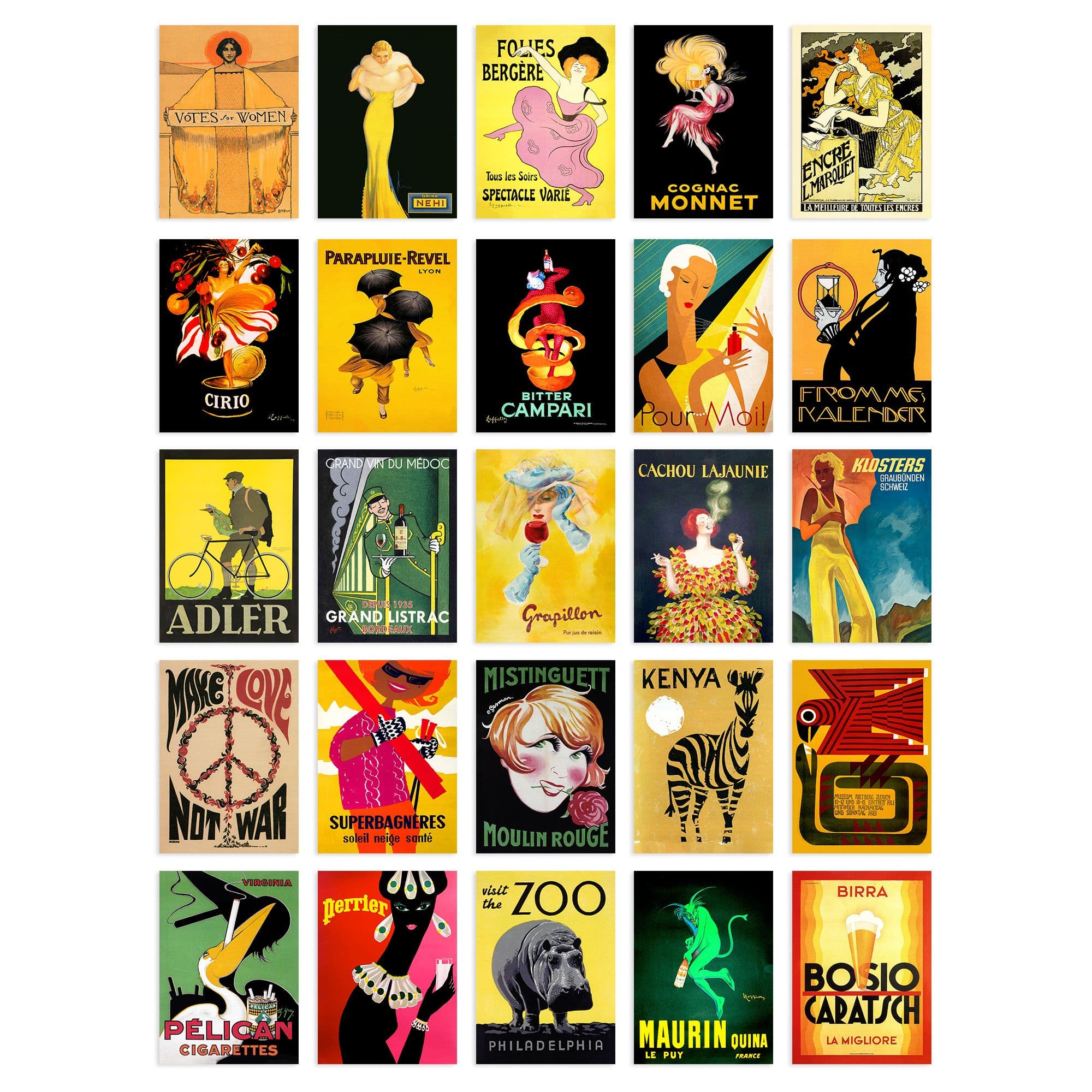 Wall Art Print 50 Pcs Vintage Advertising Aesthetic Collage Kit Old Advert Posters s A6 Set Pack 15x10 cm Bathroom Wall Decor Collection