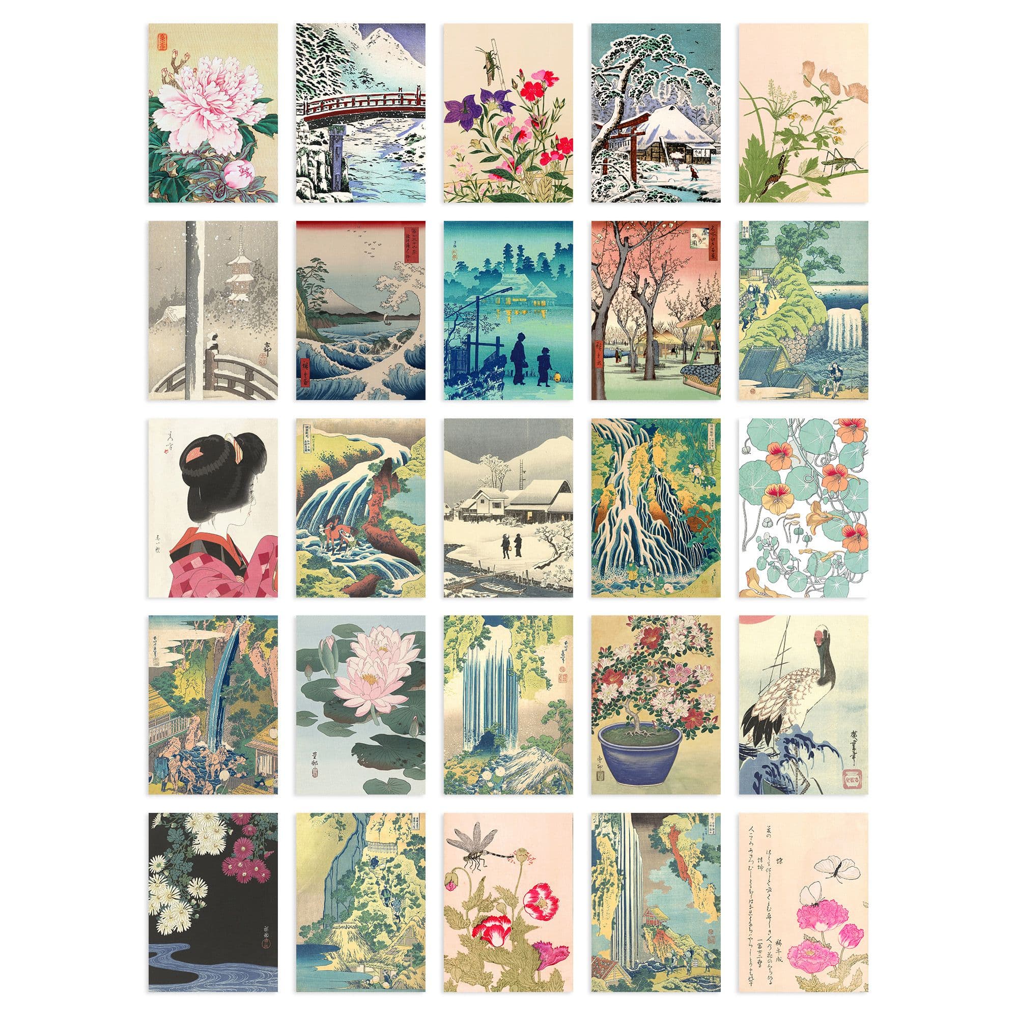 Wall Art Print 50 Pcs Japan Aesthetic Collage Kit Ukiyo-e Woodblock s A6 Set Pack 15x10 cm (6x4") Room Decor Poster Collection