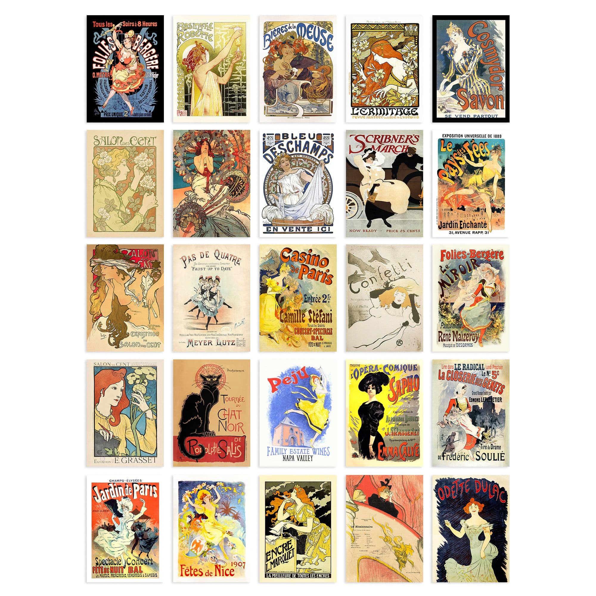 Wall Art Print 50 Pcs Old French Advertising Aesthetic Collage Kit s A6 Pack 15x10 cm (6x4") Room Decor Poster Collection Folies Bergere Moulin Rouge