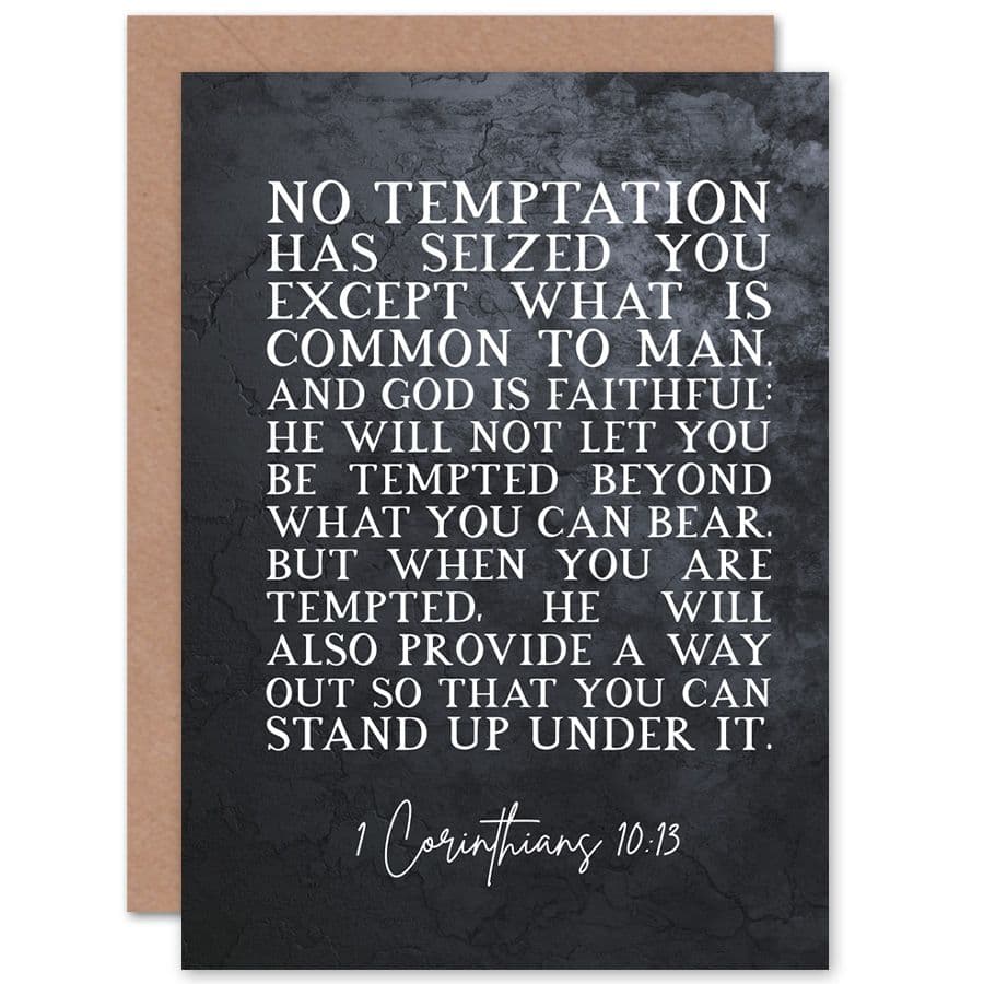 Bible Card 1 Corinthians 10:13 He will Not Let You Be Tempted Christian Bible Verse Card