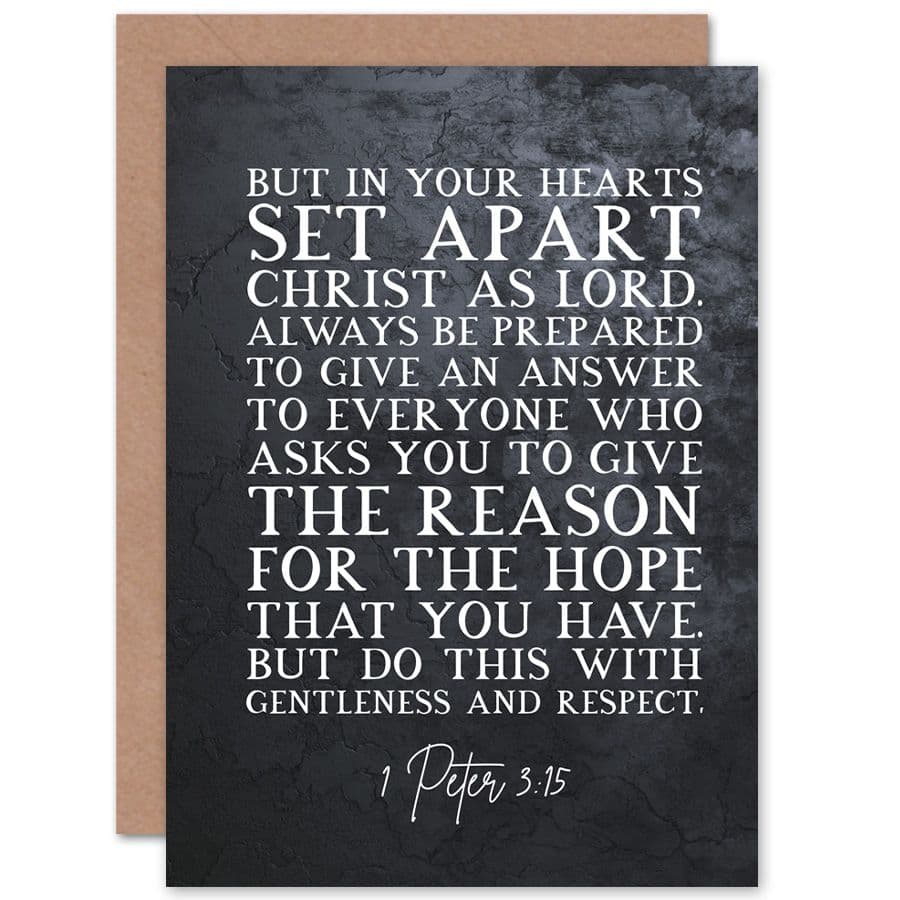 Bible Card 1 Peter 3:15 Set Apart Christ As Lord Christian Bible Verse Card