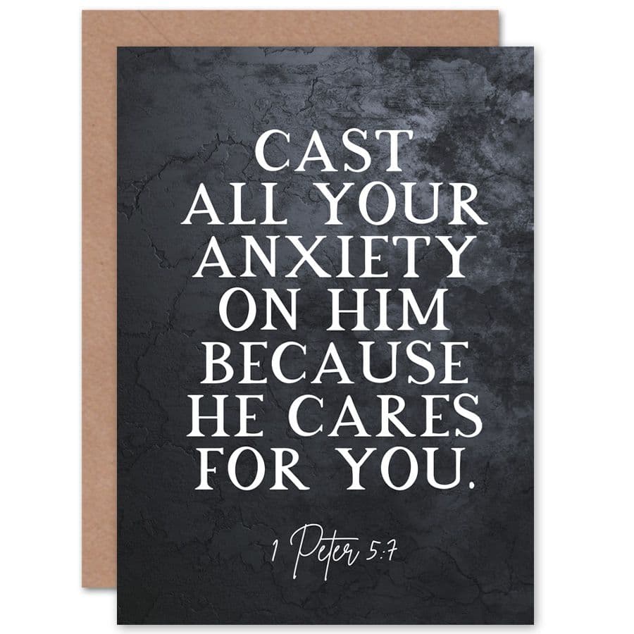 Bible Card 1 Peter 5:7 Cast All Your Anxiety On Him Christian Bible Verse Card