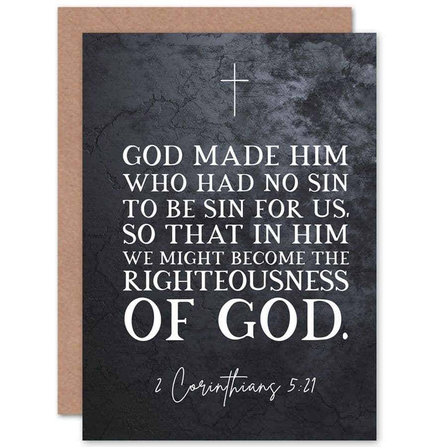 Bible Card 2 Corinthians 5:21 God Made Him Who Had No Sin Christian Bible Verse Card