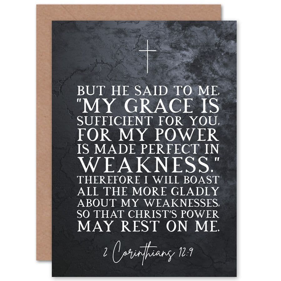 Bible Card 2 Corinthians 12 9 Made Perfect Weakness Christs Power Rests Me Christian Bible Verse Card