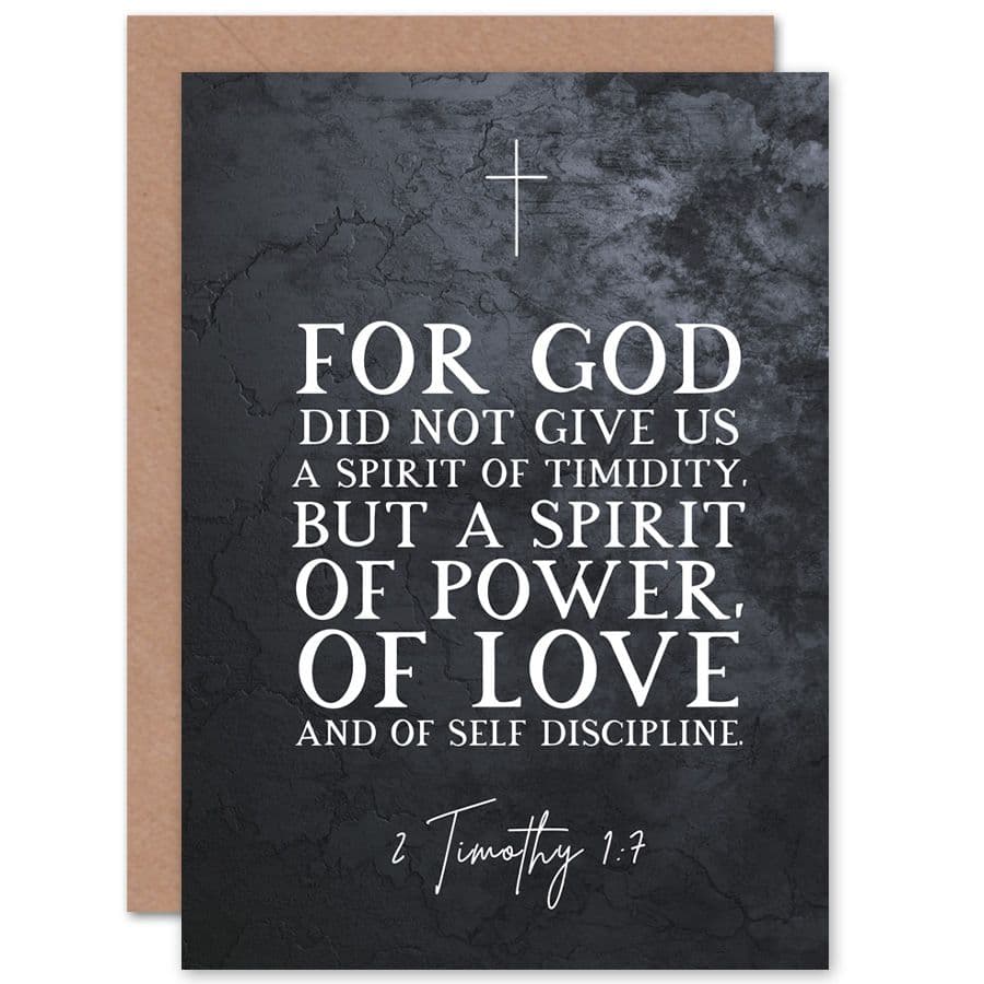 Bible Card 2 Timothy 1:7 Spirit of Power, Love and of Self Discipline Christian Bible Verse Card