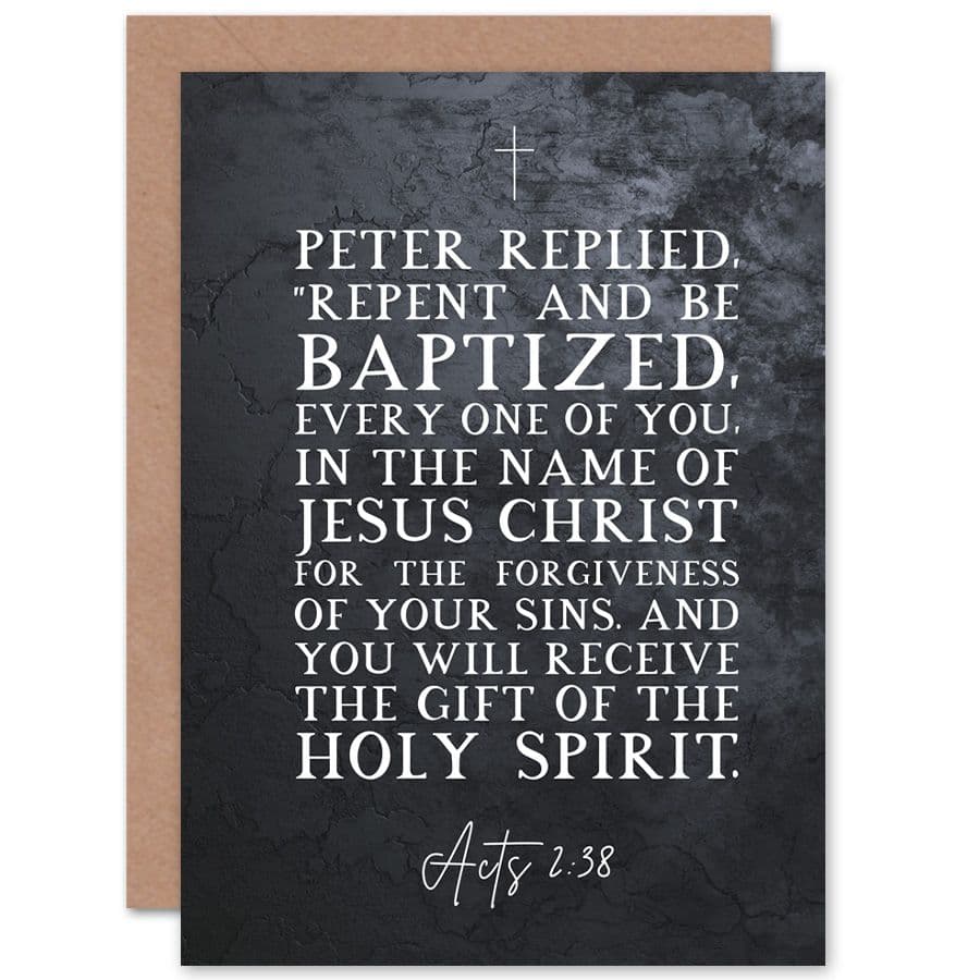 Bible Card Acts 2 38 Repent Be Baptized Gift Holy Spirit Christian Bible Verse Card